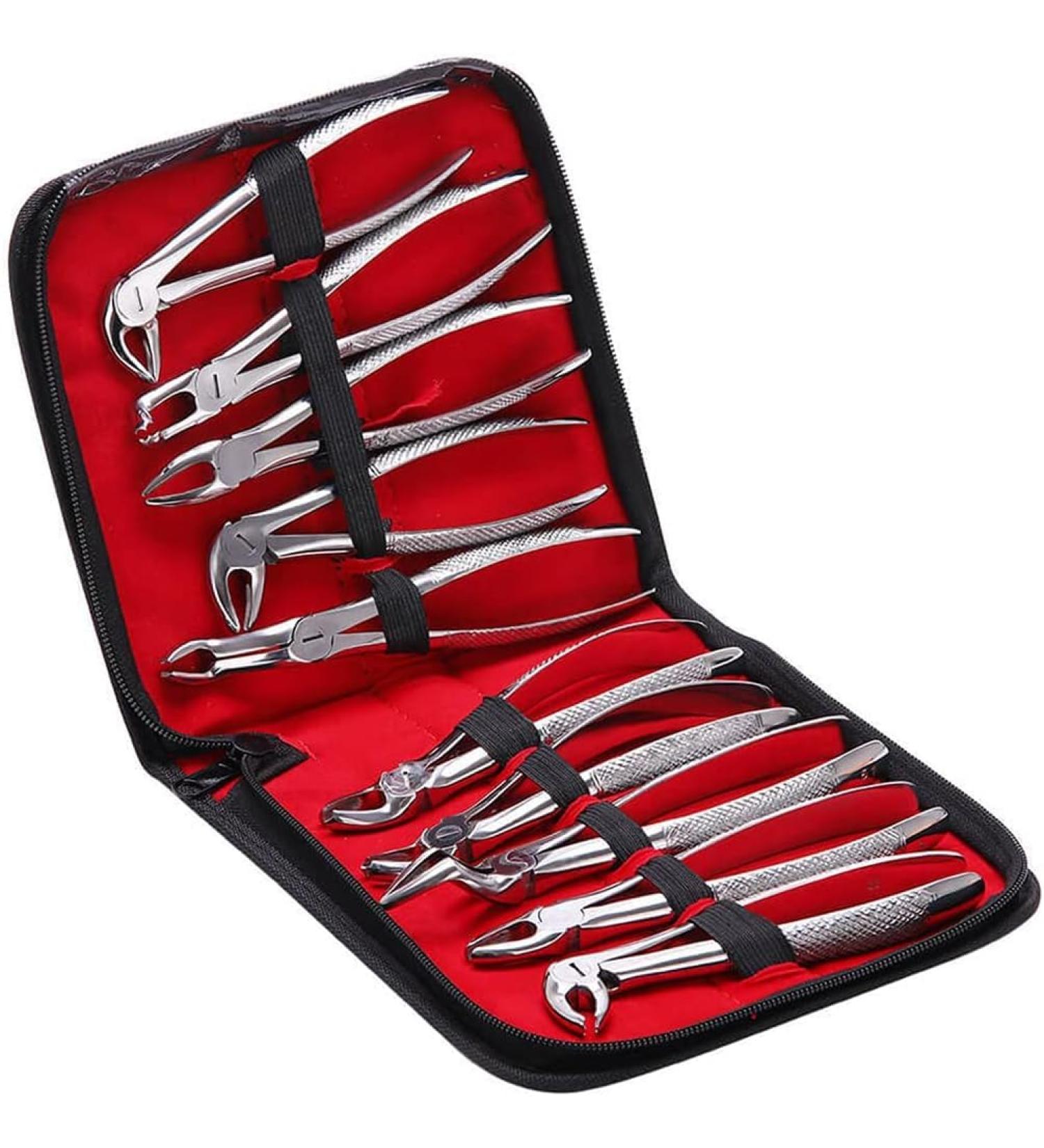 Stainless Steel Tooth Extraction Forceps Set - 10pcs Dental Extraction Tools for Dentists - Premium Instrument Kit for Effective Tooth Removal - Buy Online on GoSupps.com