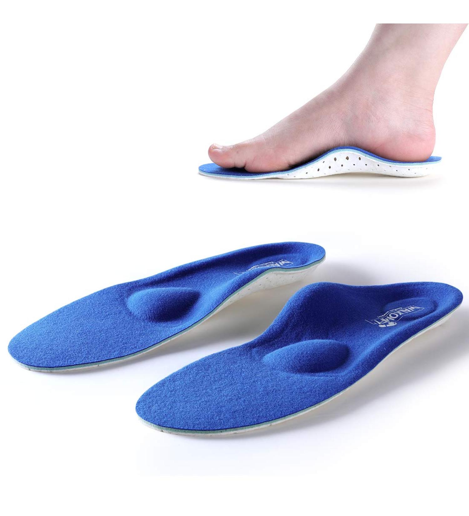 Walkomfy Plantar Fasciitis Pain Relief Orthotics - Arch Support Insoles for Men and Women - Blue - Sizes Men's 6-6.5, Women's 8-8.5 - Ideal for Walking, Running, Hiking - Buy Online on GoSupps.com