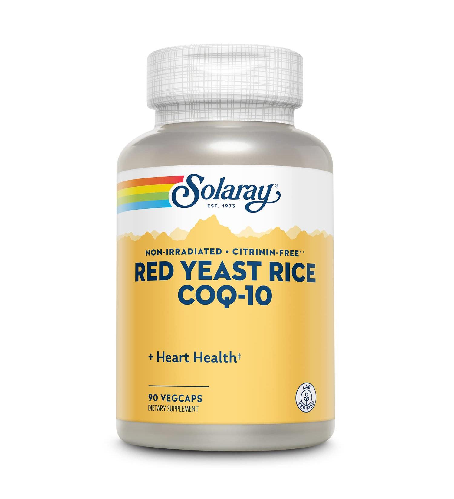 Solaray Red Yeast Rice with CoQ-10 - 90 VegCaps for Heart Health & Cholesterol Support - Buy Online on GoSupps.com