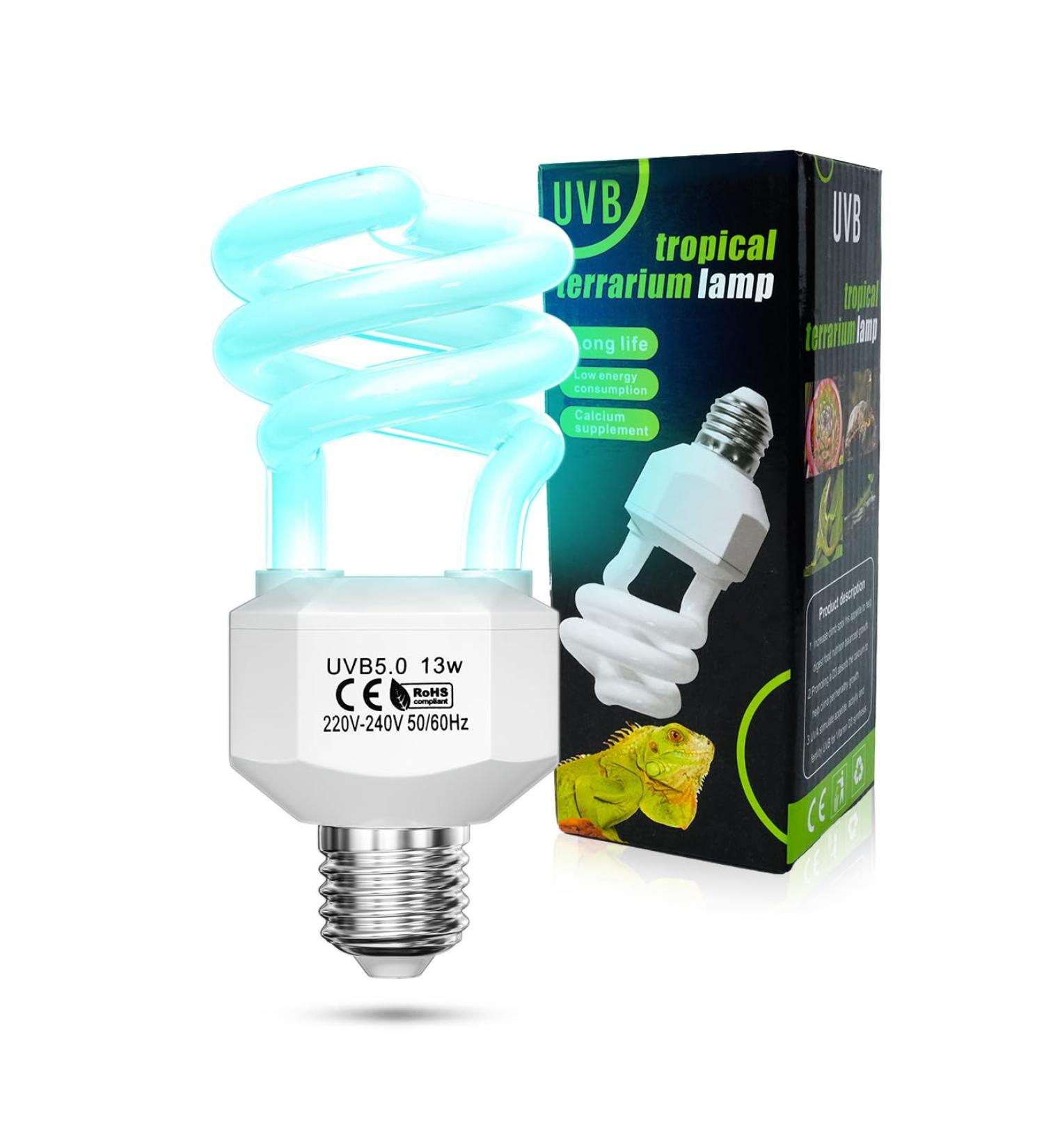 Tobebright 13W UVB Lamp 5.0 - Optimal Compact Fluorescent Lamp for Reptiles Aquariums & Terrariums | E27 AC220-240V - Buy Online on GoSupps.com