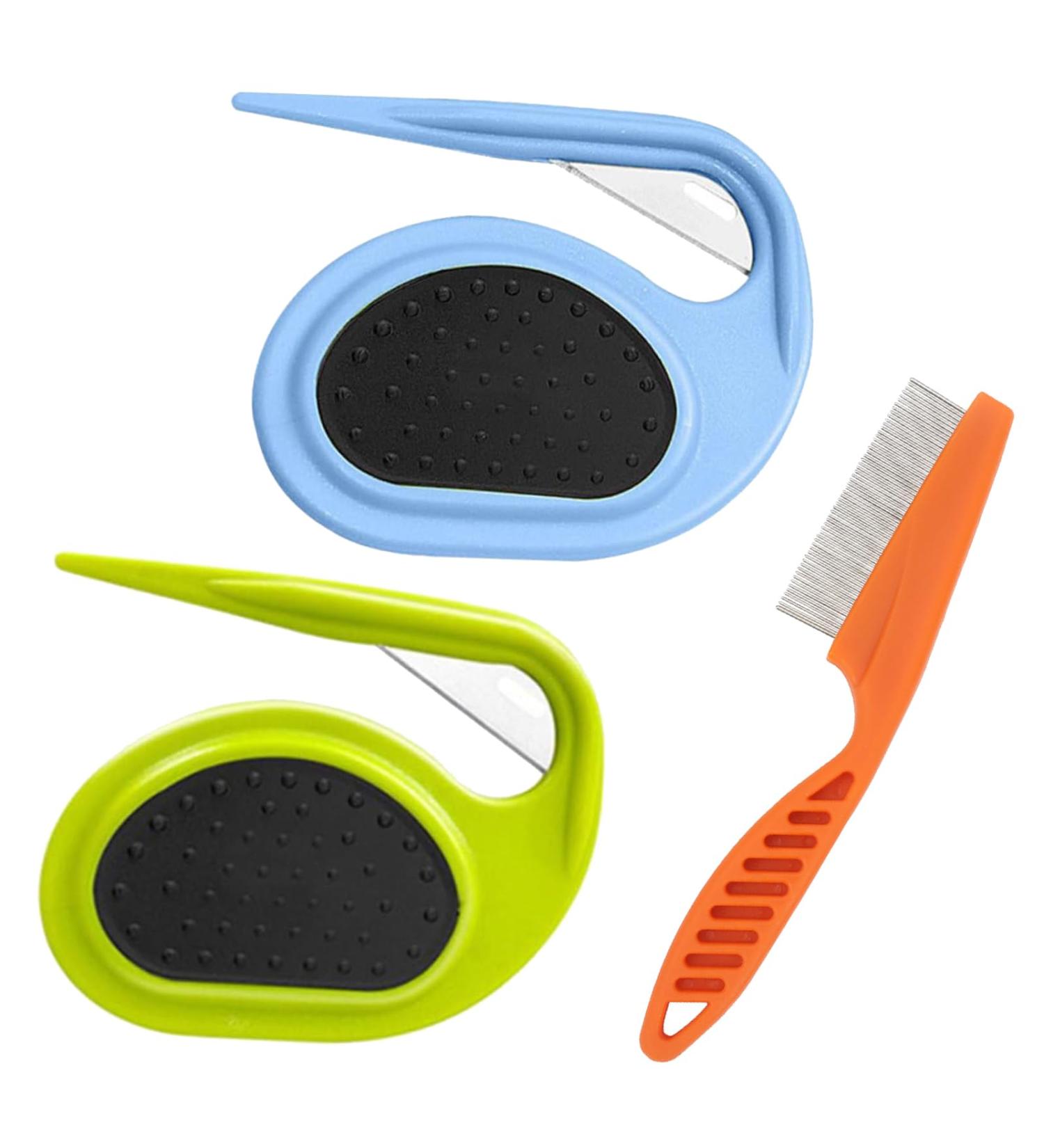 Knotenkamm Hair Removal Tool - 2 Pack Pet Massage Combs for Cats & Dogs | Shedding Brush & Portable De-Filtering Comb (Blue & Green) - Buy Online on GoSupps.com