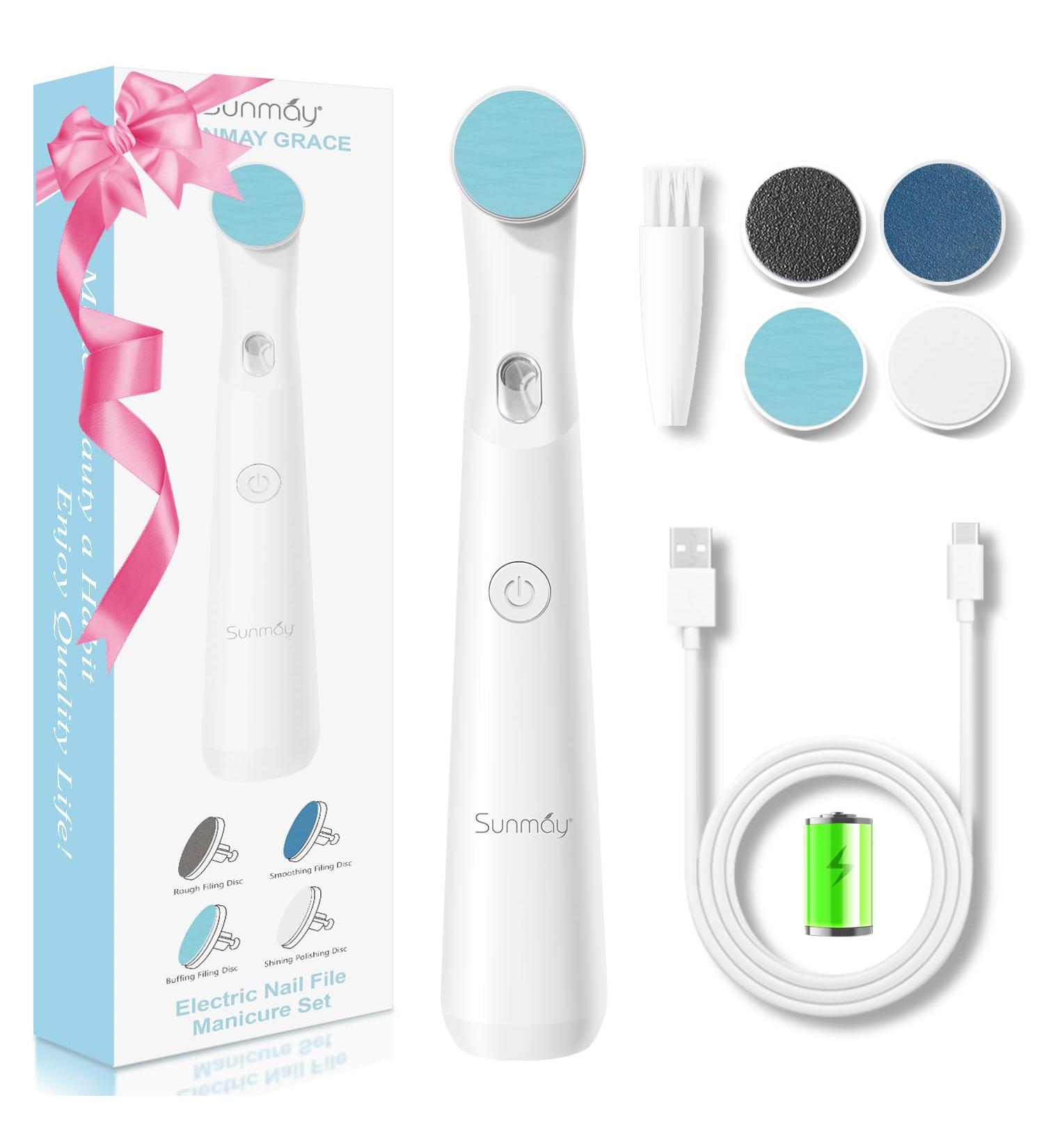 SUNMAY Electric Nail File Cordless Professional Nail File for Acrylic Gel Natural Nails Battery Portable Nail Manicure Pedicure Set Gifts for Beginner Girl Women Mum - Buy Online on GoSupps.com