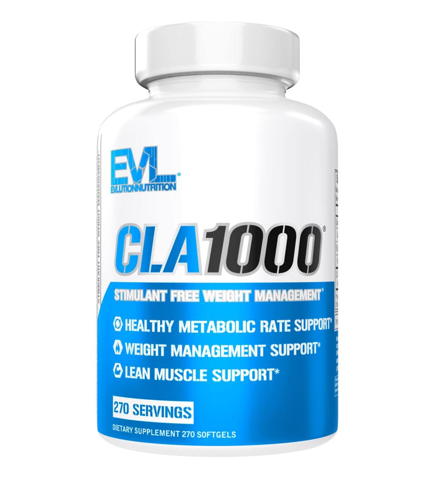Evlution Nutrition CLA 1000 Weight Loss Supplement - Metabolism Support - Stimulant-Free - 270 Servings - Buy Online on GoSupps.com