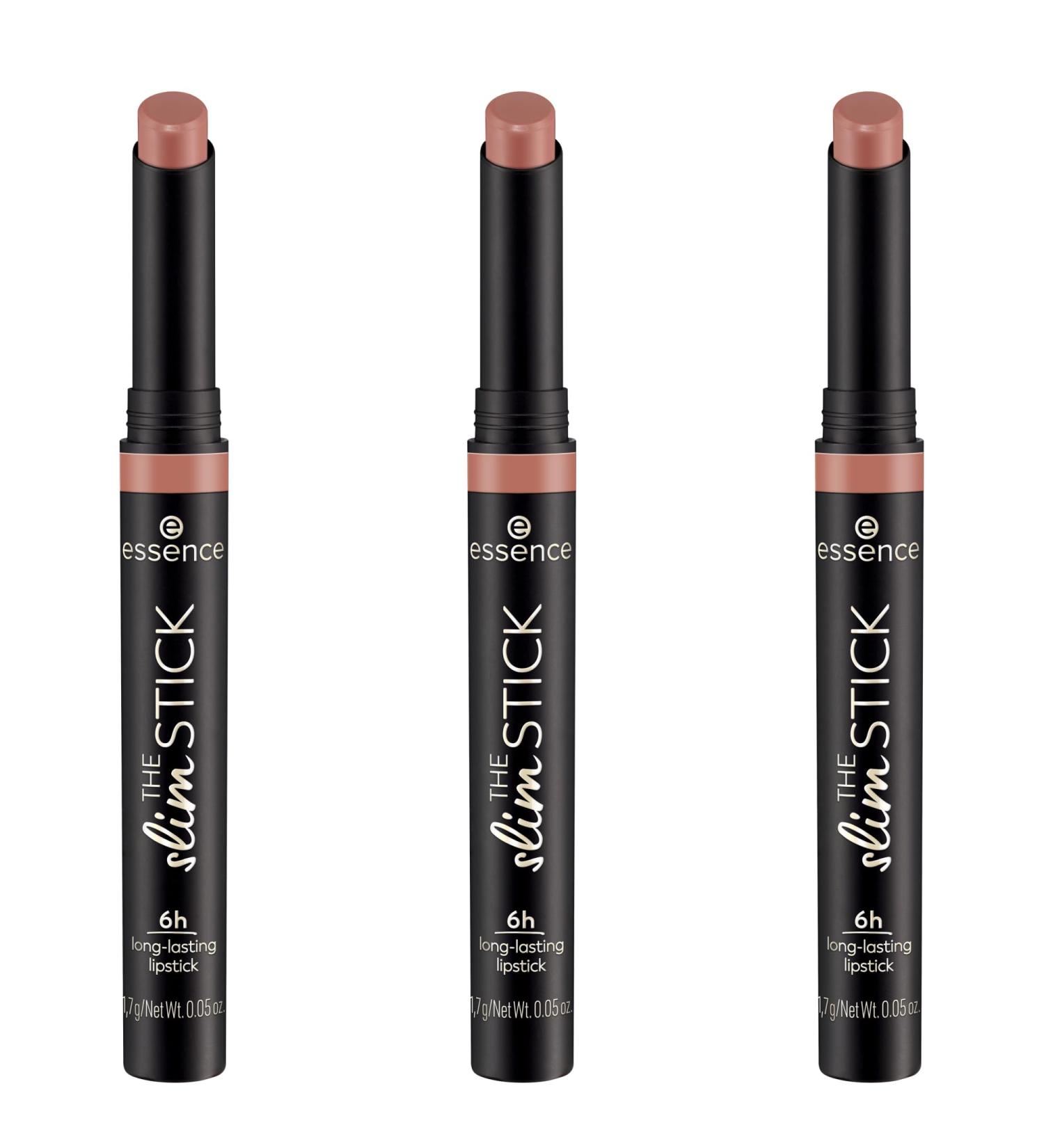 Essence Slim Stick Lipstick No. 102 - Long-lasting Nourishing Vegan | Color-Intensive Nude (3-Pack) - Buy Online on GoSupps.com