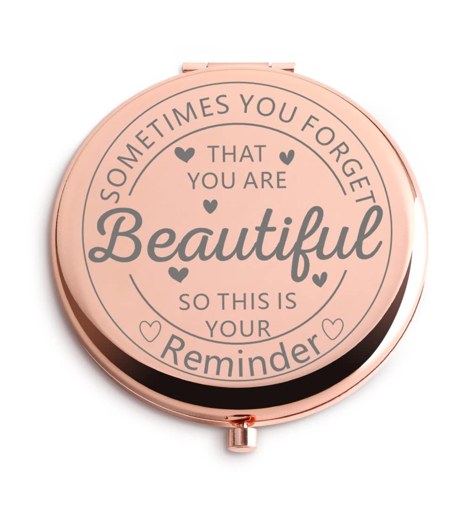 Inspirational Rose Gold Compact Hand Mirror for Women - Perfect Gift for Thanksgiving, Retirement, Engagement - Compact and Cute for Purse or Travel - Buy Online on GoSupps.com