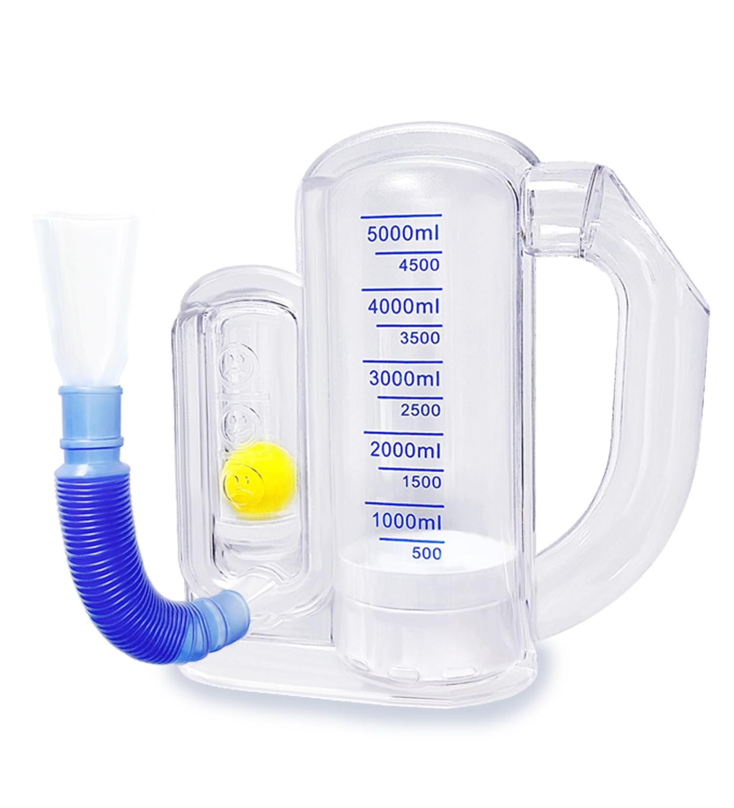 Breathing Exercise Device for Lung Health | Deep Breathing Trainer for Adults - 5000ml Capacity & Flow Rate Indicator - Buy Online on GoSupps.com