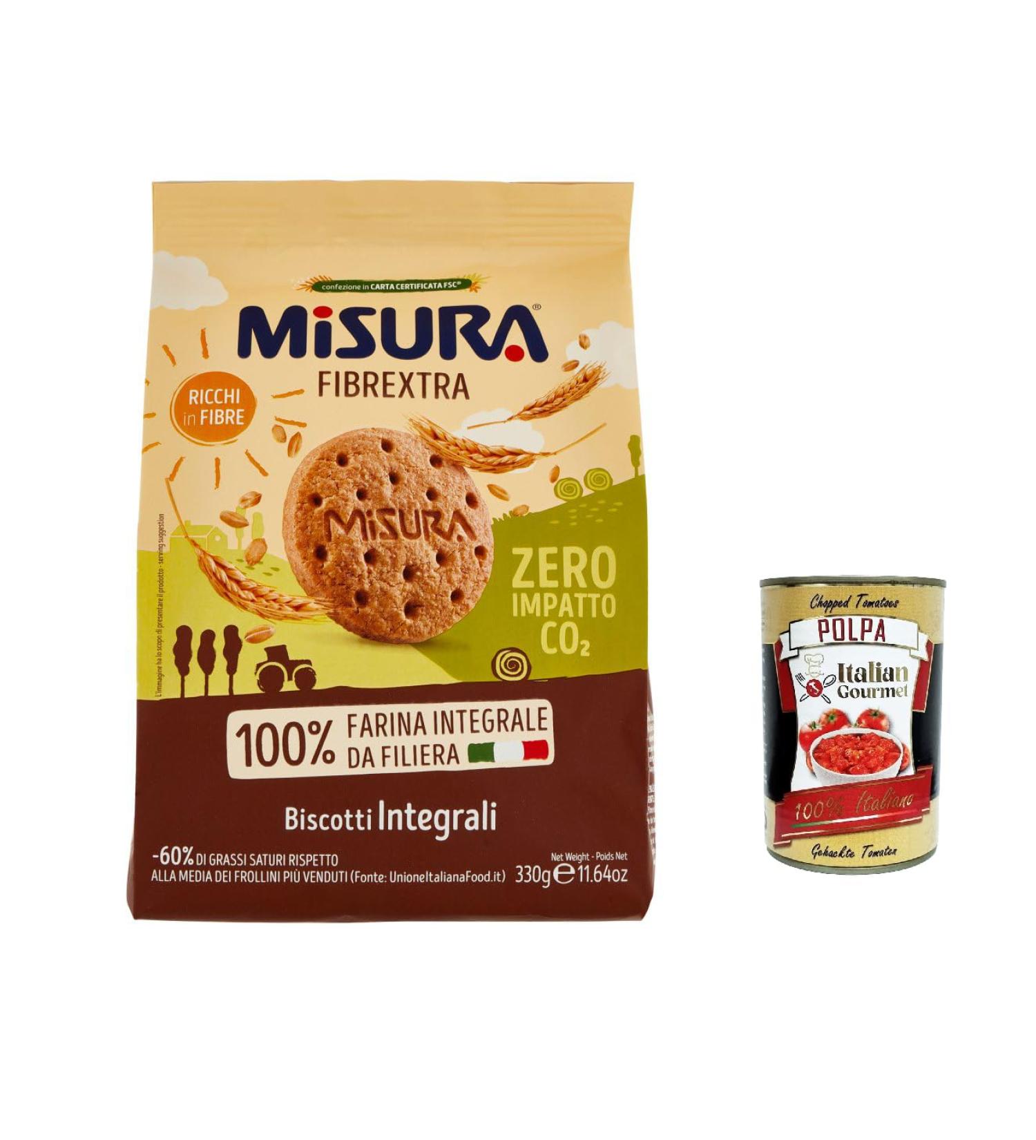  Italian Gourmet E.R. Misura Fibrextra Whole Grain Biscuits Pack of 12 100% Whole Wheat Flour High in Fiber Biscuits 330g + Gourmet Italian Polpa 400g - Buy Online on GoSupps.com