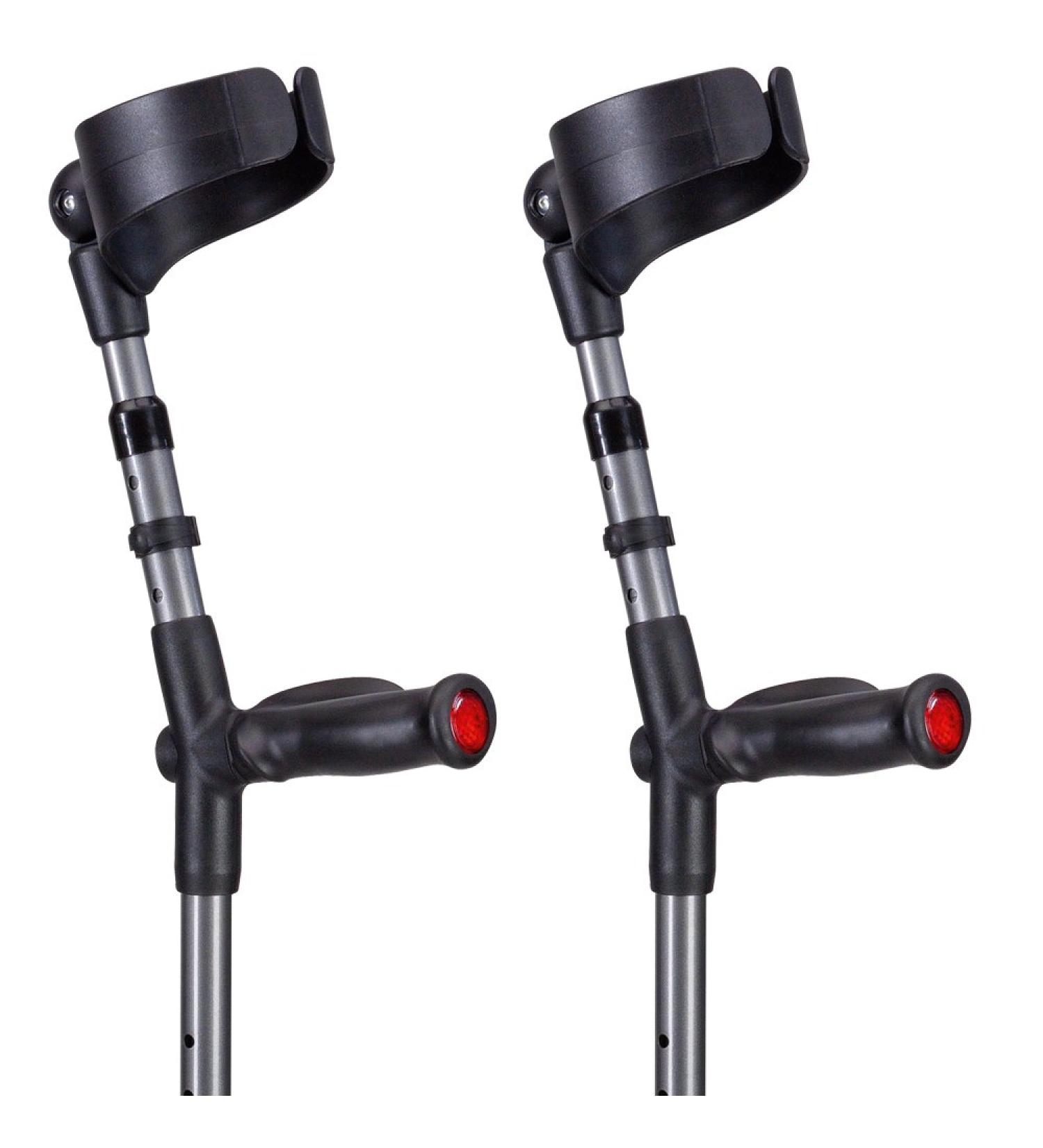 Ossenberg Forearm Crutches - Anatomical Soft Grip Pair - Closed Cuff (Metallic Grey)