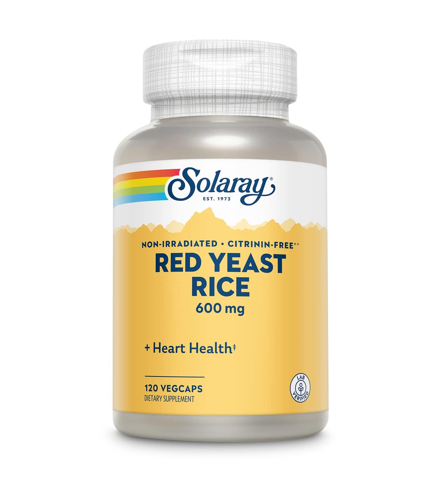 Solaray Red Yeast Rice 600mg 120 Count - Natural Cholesterol Support - Buy Online on GoSupps.com