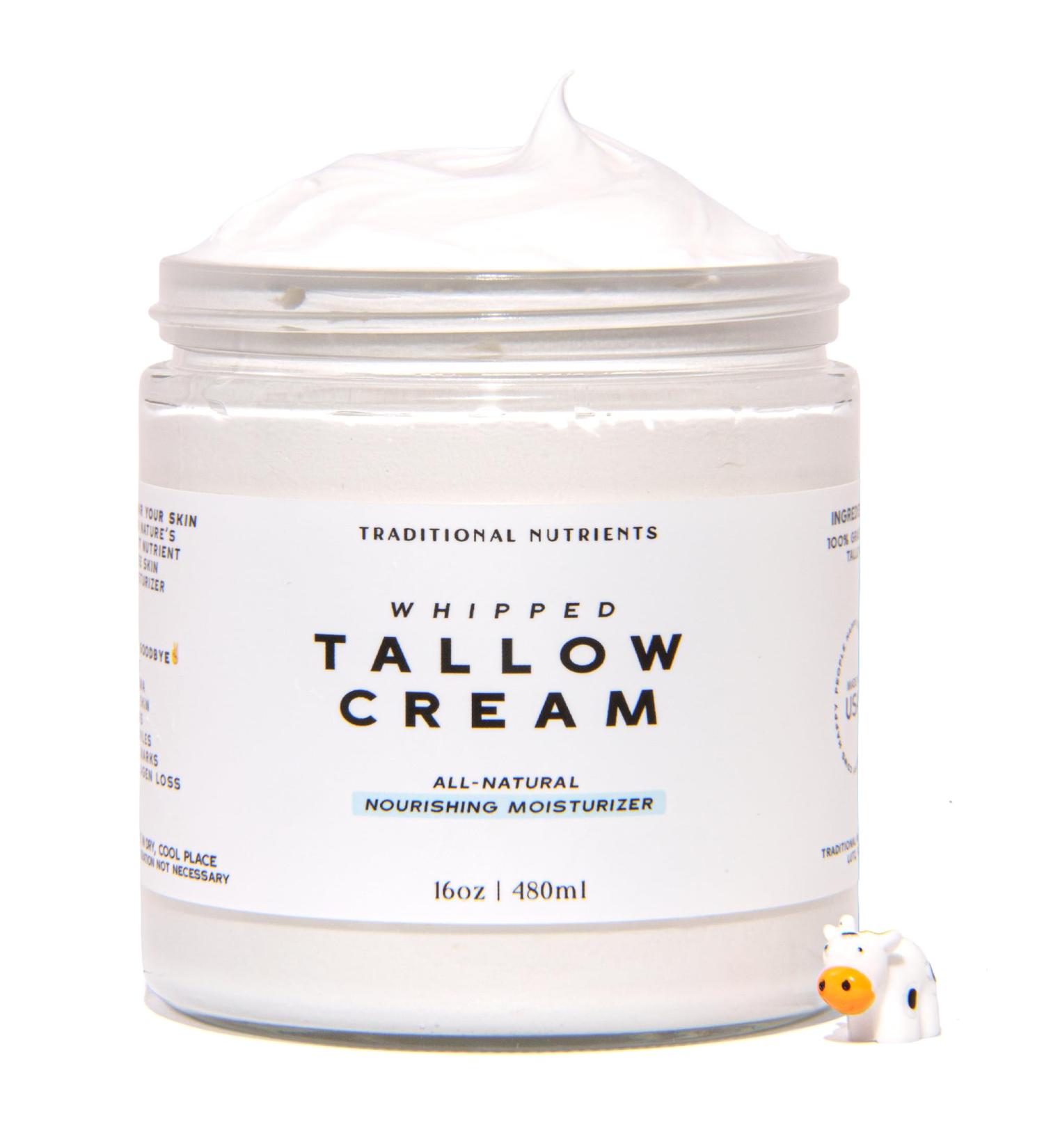 TRADITIONAL NUTRIENTS 100% Grass Fed Beef Tallow for Skin Care - Face + Body - Whipped Moisturizer - Natural Lotion 16 FL. oz. (Unscented) Made from pure Beef Tallow Suet - Buy Online on GoSupps.com
