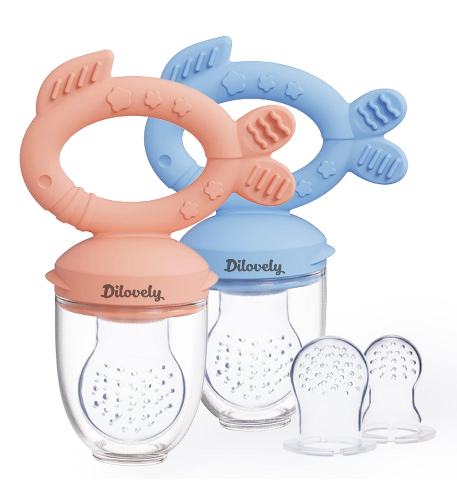 Dilovely Baby Fruit Feeder: Silicone Teething Pacifier with 3 Sizes Pouches - BPA Free Mesh Feeder for Infants (2 Pack) - Buy Online on GoSupps.com