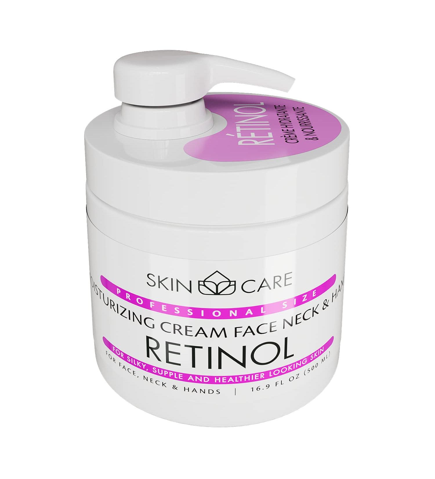 Skin Care 3-in-1 Retinol Moisturizing Cream for Face Neck and Hands for All Skin Types - Delicate and Easily Absorbed Daily Cream - (500 ml) - Buy Online on GoSupps.com