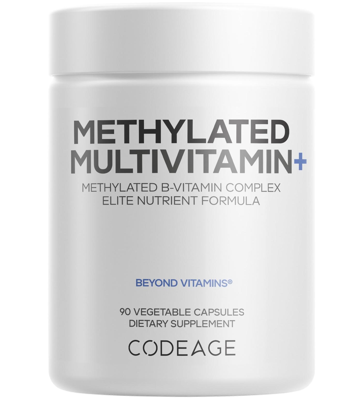 Codeage Methylated Multivitamin Supplement - B-Vitamin Vitamins A C D E K2 B12 Methylcobalamin - L-Methylfolate - Magnesium CoQ10 DIM Probiotics Benfotiamine Lithium Calcium - 90 Capsules - Buy Online on GoSupps.com