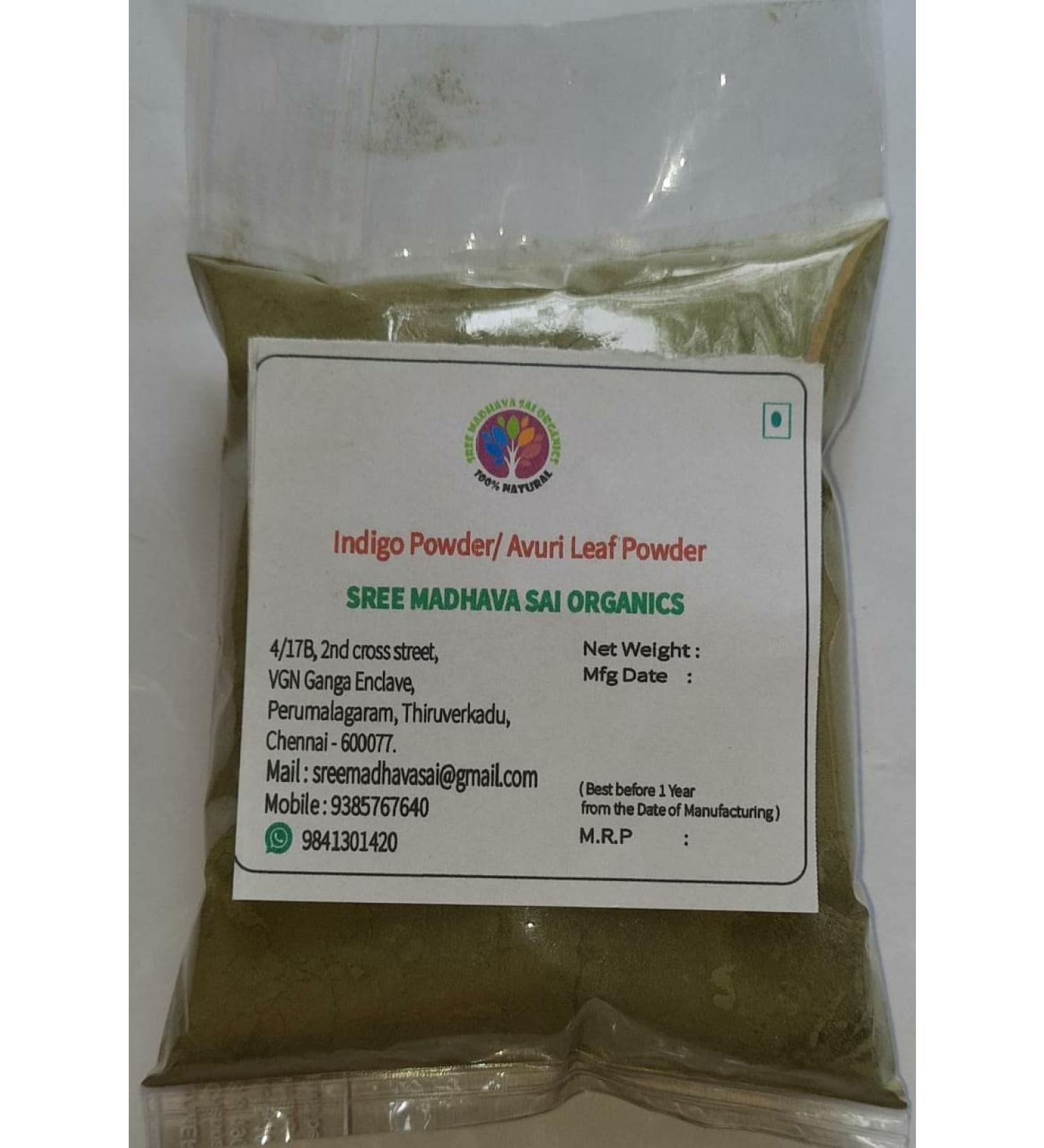 ORGANIZE Sree Madhava Sai Organics Natural Avuri PowderIndigo Powder 100 Grams - Buy Online on GoSupps.com