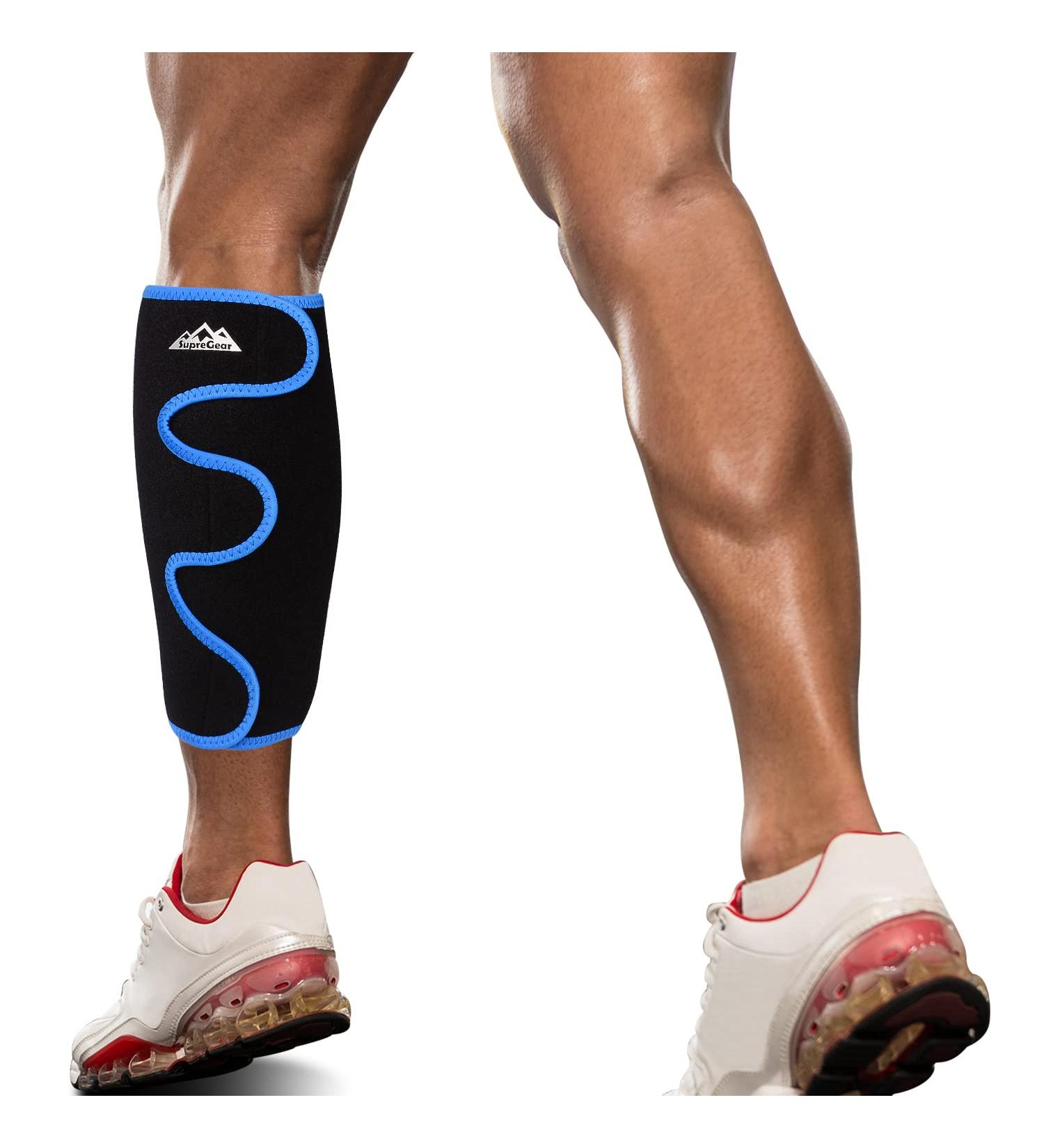 Supregear Adjustable Calf Support Brace - Shin Compression Sleeve for Muscle Swelling & Pain Relief - Ideal for Injury Recovery, Hiking, and Training - Men and Women (Black + Blue) - Buy Online on GoSupps.com