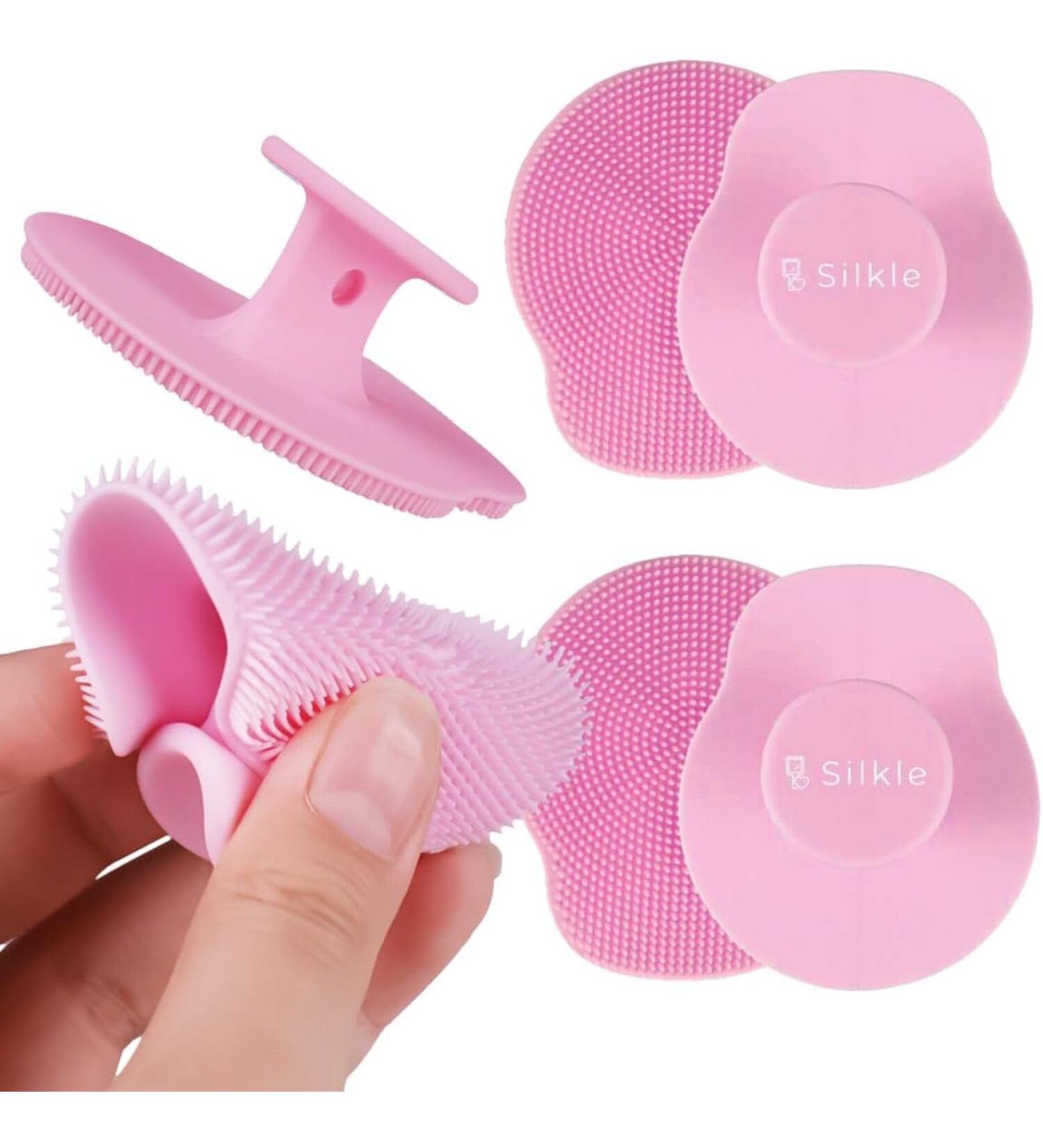 Silicone Face Scrubber - Exfoliating Facial Brush for Gentle Cleansing | 2 Pack Pink | Premium Skin Care Tool - Buy Online on GoSupps.com