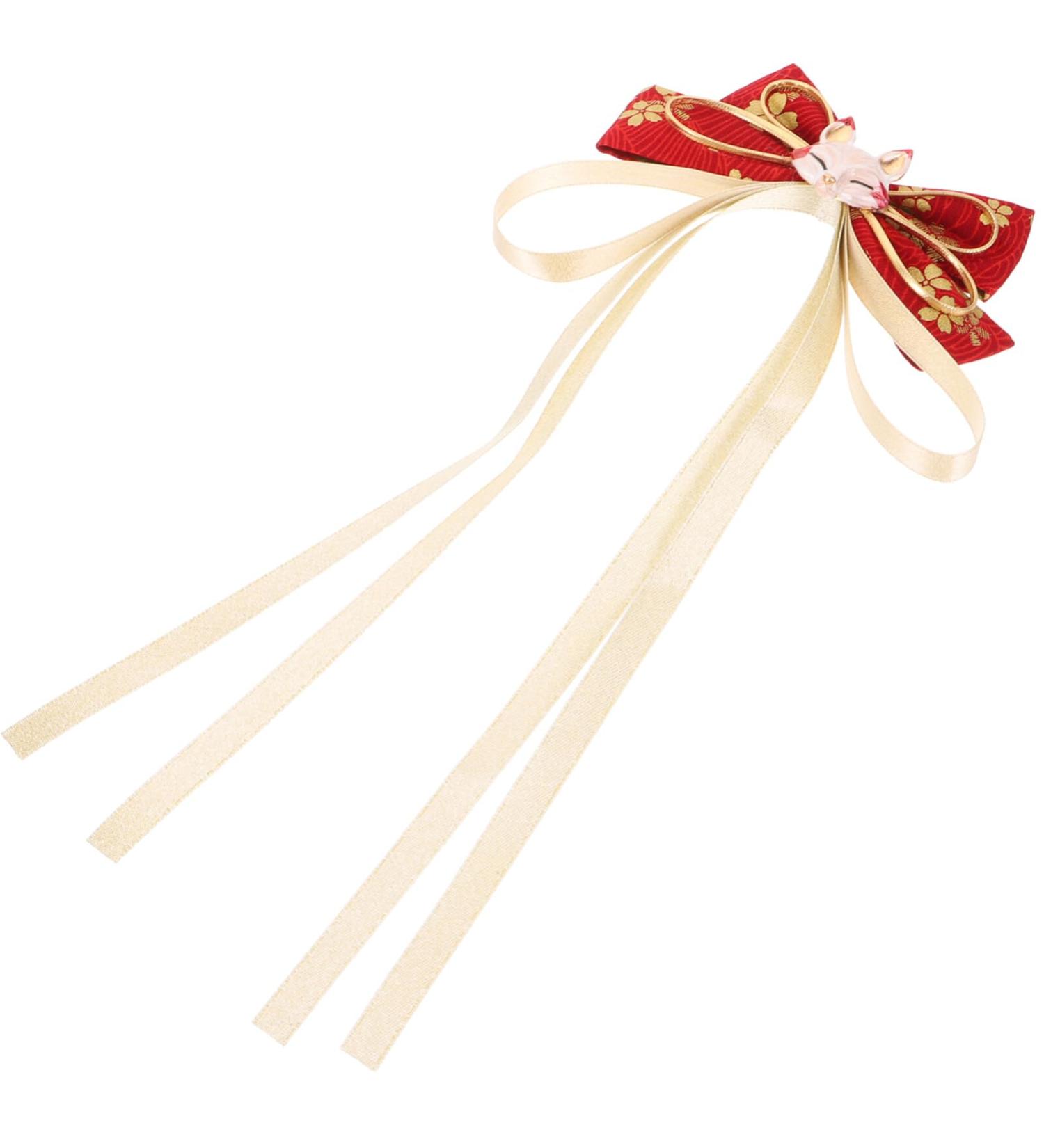 LIFKOME Chinese Style Bow Hair Clip Long Tail Tassel Ribbon Hair Barrette Vintage Hanfu Hair Bows Ponytail Holder Accessories for Women Girls Kids (Red) - Buy Online on GoSupps.com