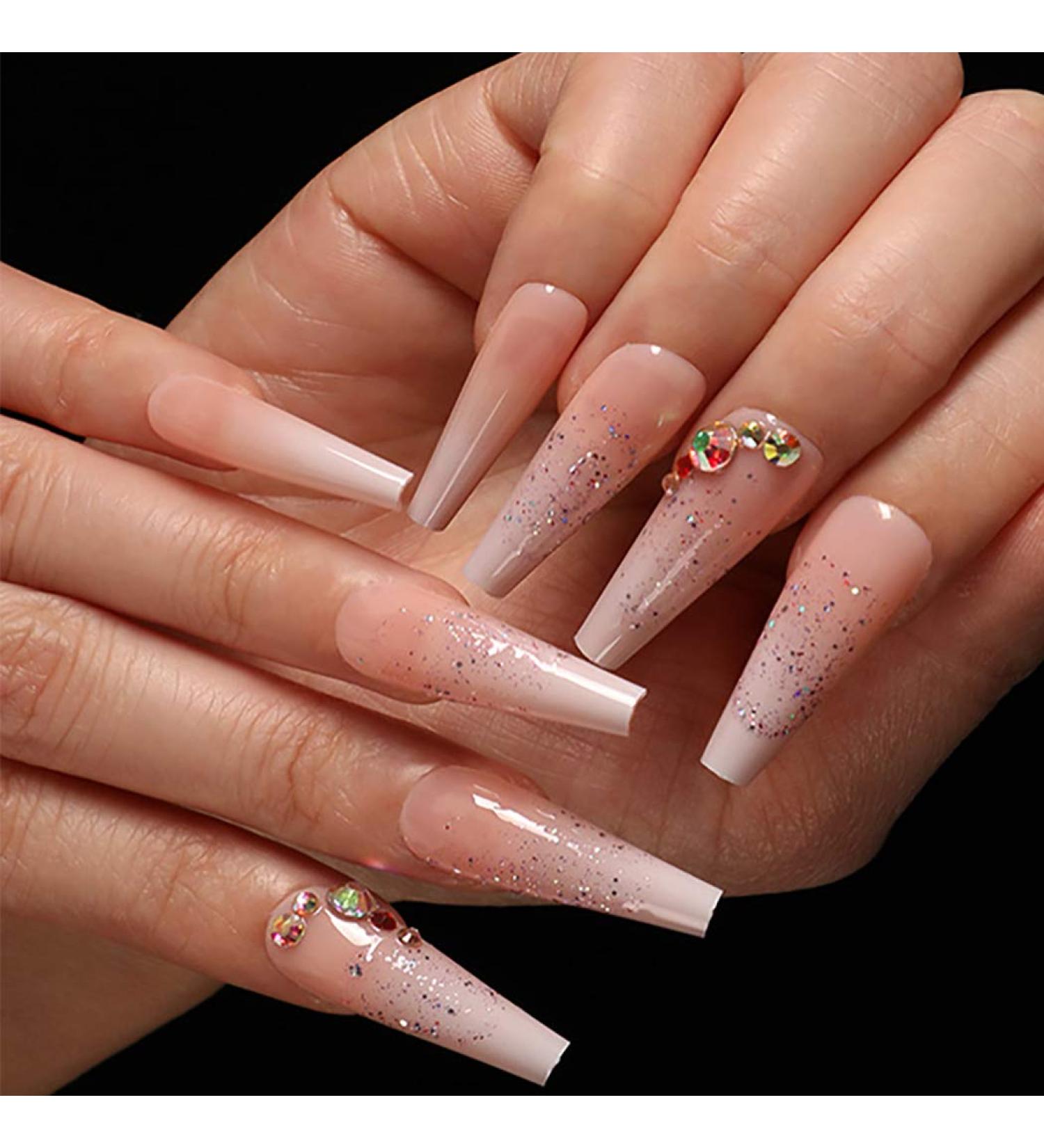 Brishow Coffin Artificial Nails - Long Gradient Ballerina Acrylic Press-On Nails (24pcs) for Women & Girls - Shop Now! - Buy Online on GoSupps.com