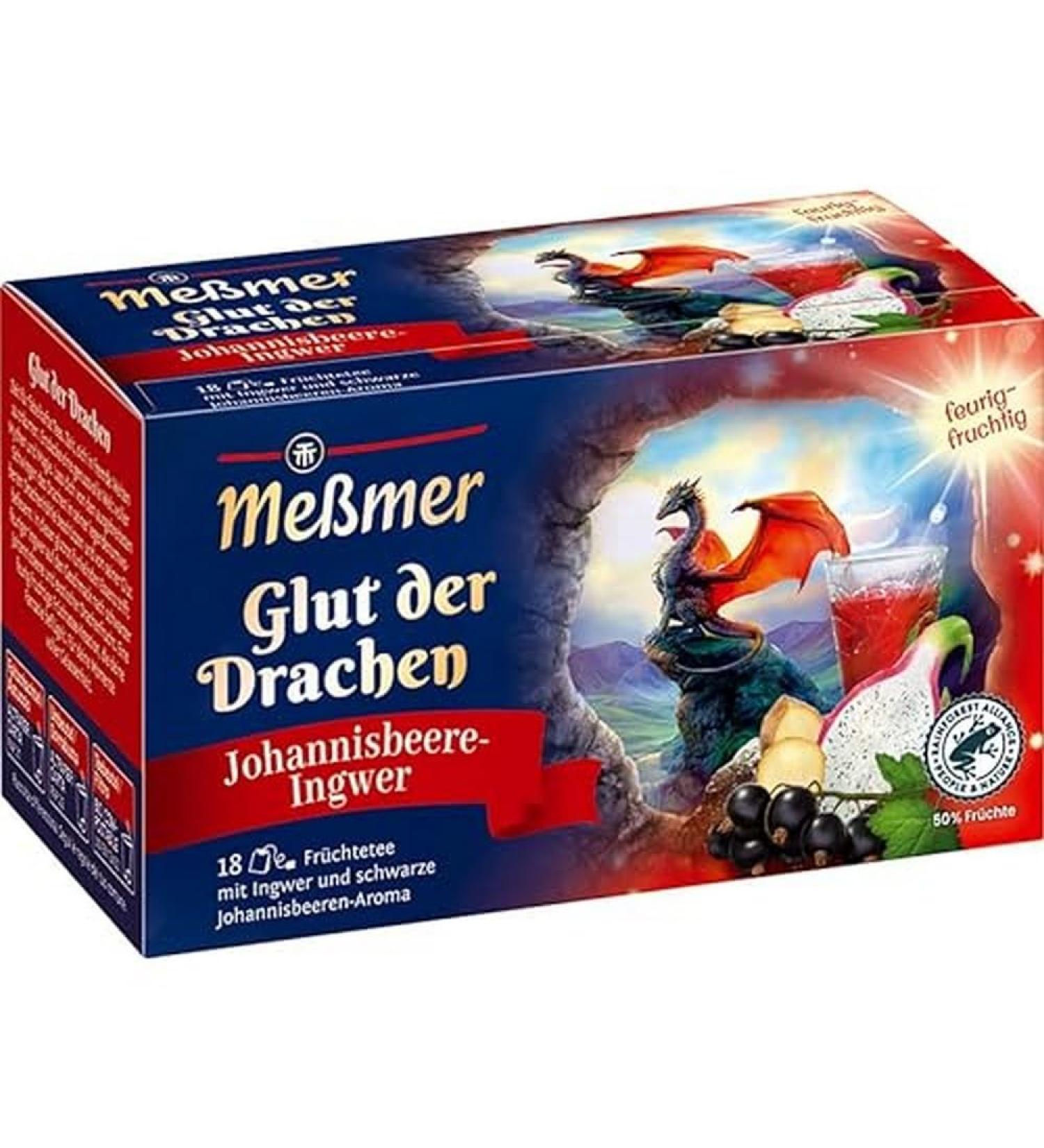 Meßmer Glut der Drachen | Blackcurrant-Ginger | 18 tea bags | Vegan | Gluten-free | Lactose-free Glut der Drachen 18 tea bags