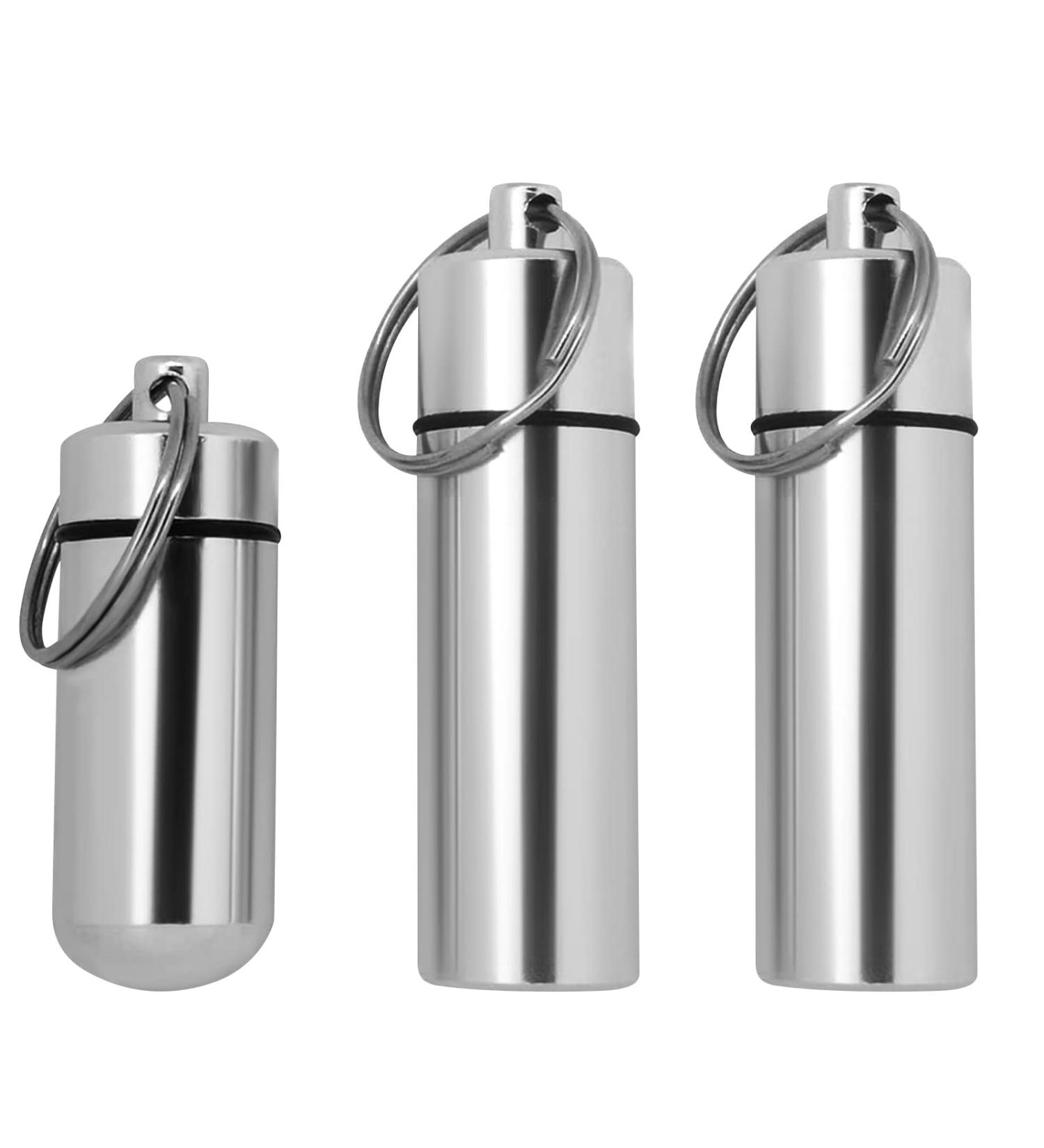 Small Portable Pill Box Keychain - Waterproof & Lightweight 3 Pack | Mini Metal Pill Case for Travel & Camping - Perfect for Outdoor Use - Buy Online on GoSupps.com