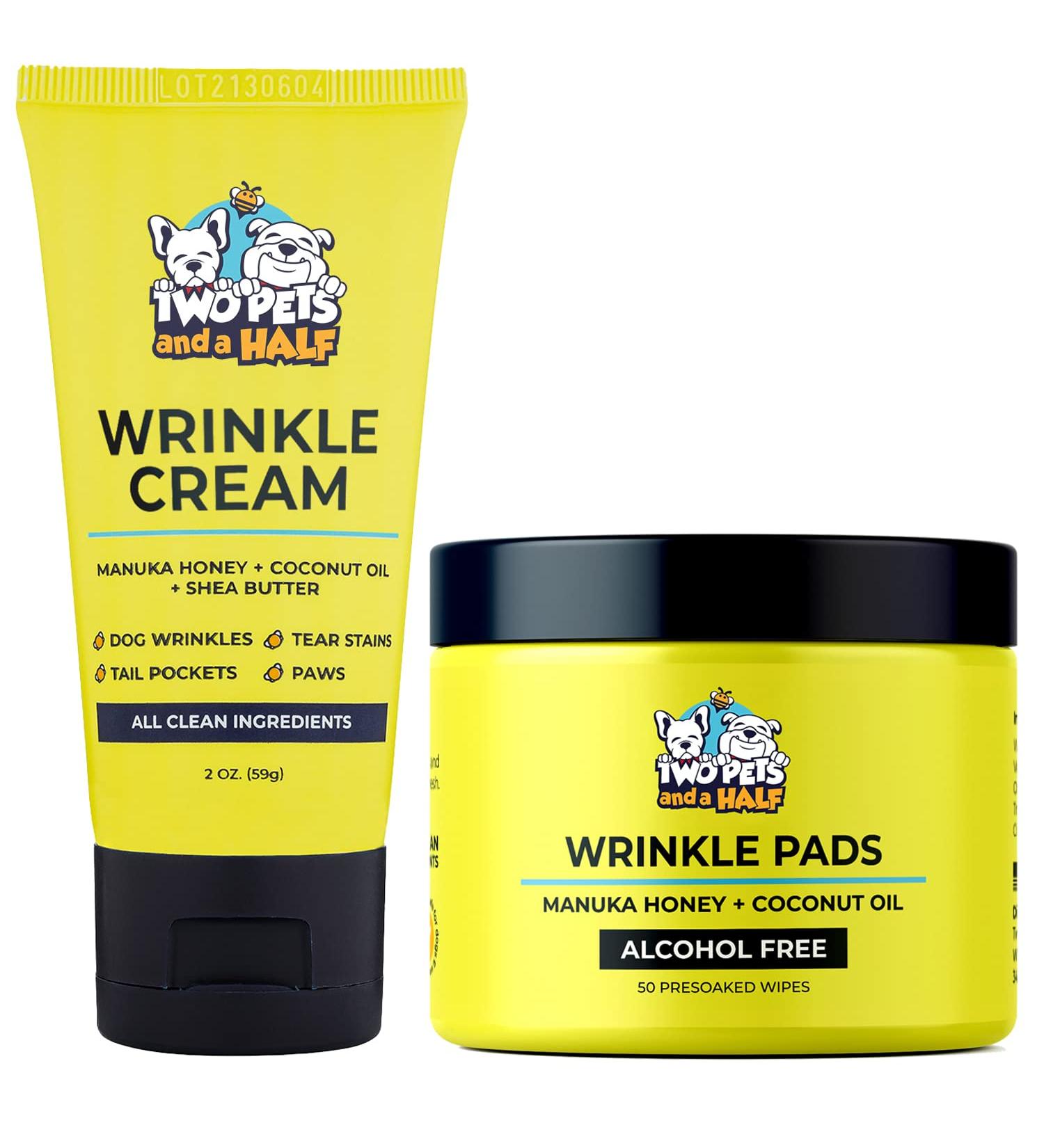 Bulldog Wrinkle+Wipes: Rash Treatment for French Bulldog, Pug, English Bulldog - Cleans Tail Pockets, Paw Balm, Tear Stain Remover - Skin Soother Pack of 2 - Buy Online on GoSupps.com