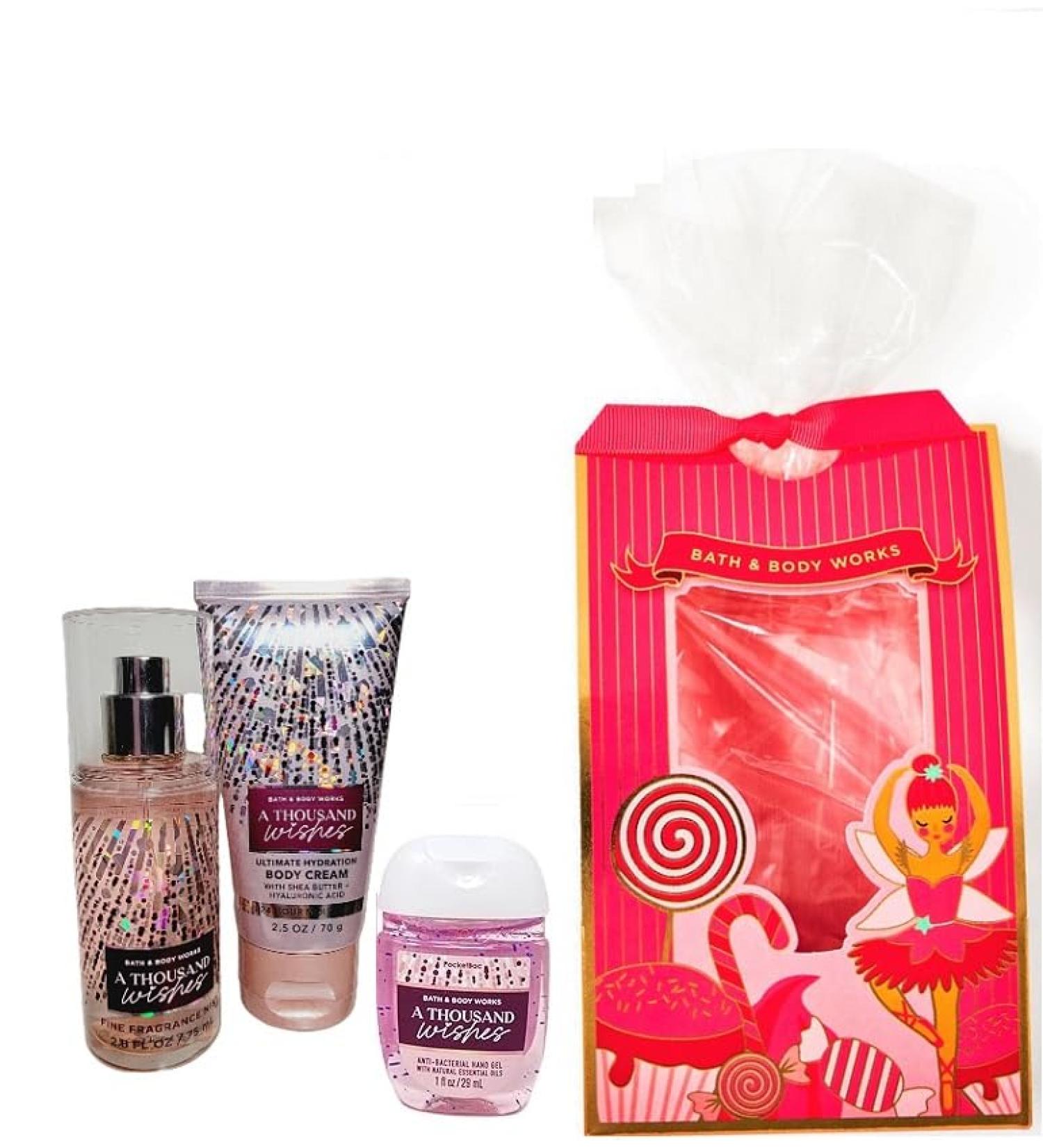Buy Bath and Body Works A Thousand Wishes Travel Size Gift Bag Set | Fine Fragrance Mist Ultra Shea Body Cream & Hand Gel Perfect Gift - Buy Online on GoSupps.com