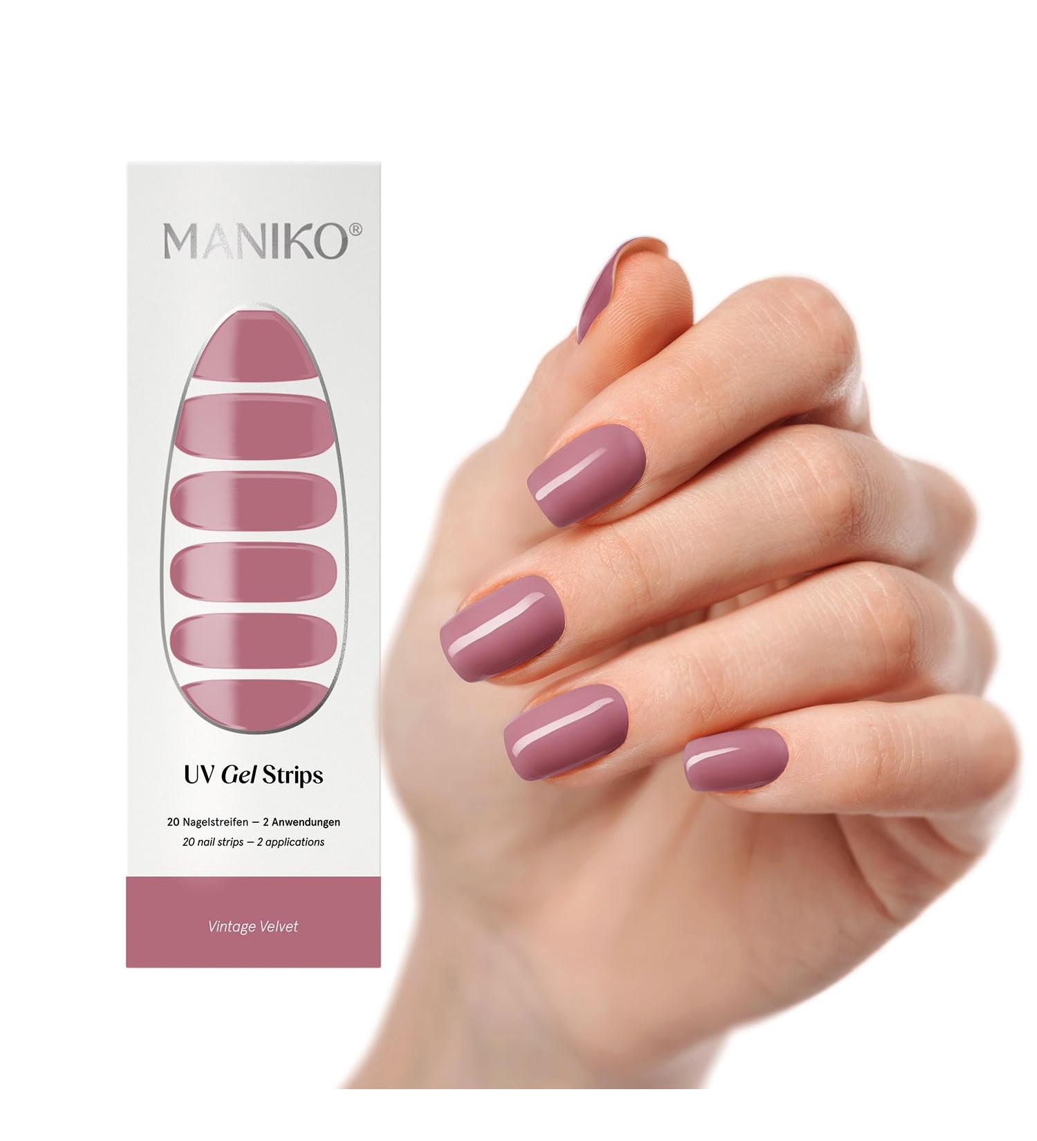 Maniko UV Gel Strips - Vegan & Long-Lasting Self-Adhesive Nail Film for Natural Nails (20 Vintage Velvet Strips) - Up to 2 Applications - Buy Online on GoSupps.com