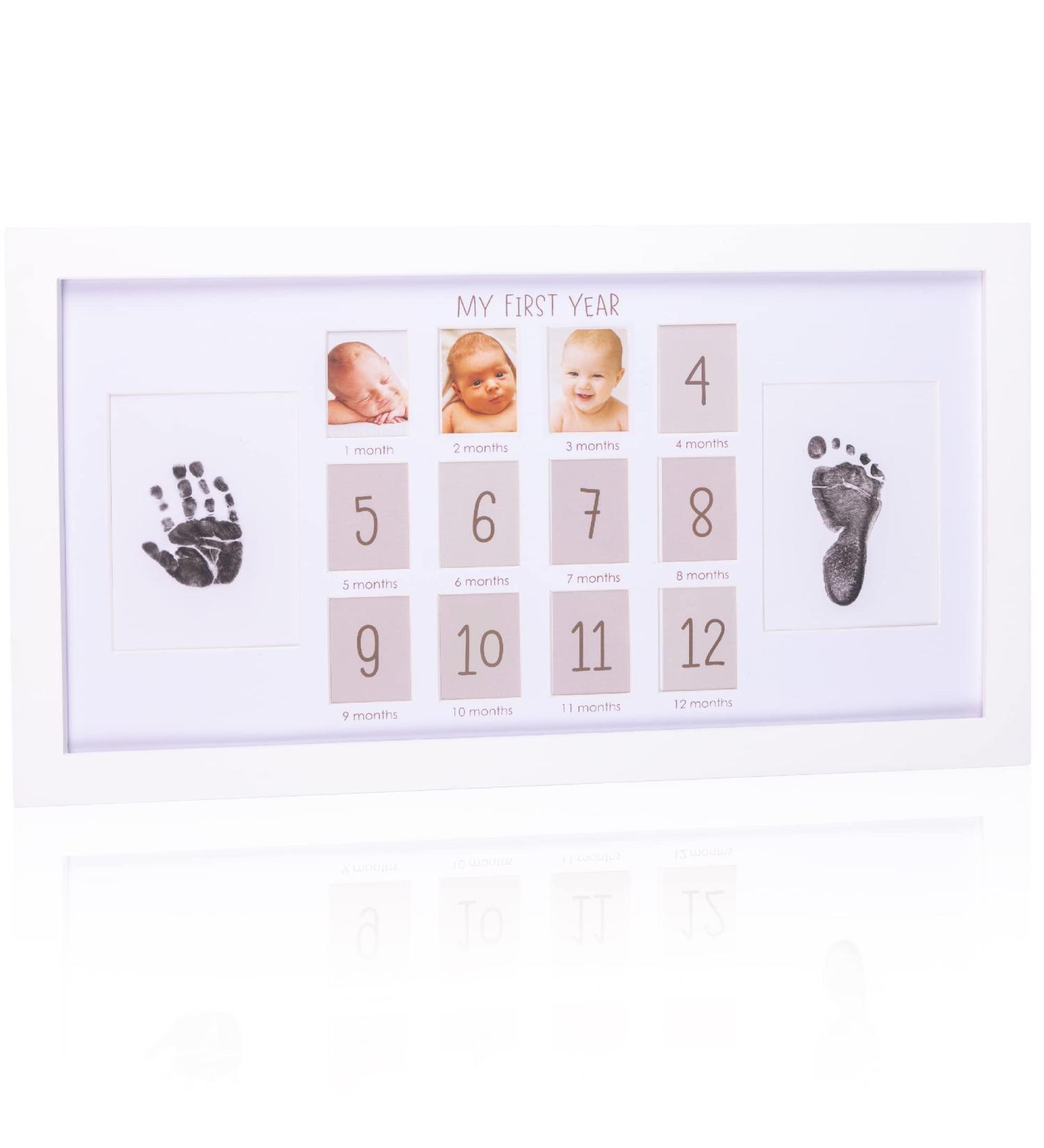Hapinest Baby Handprint & Footprint Monthly Frame - Neutral Nursery Wall Decor, Baby Shower Gift - Buy Online on GoSupps.com