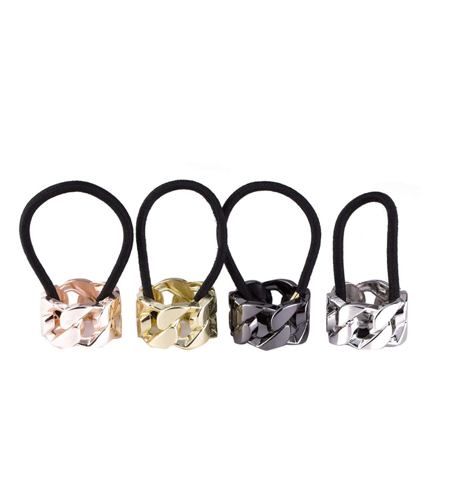 Punk Gothic Hair Accessory Set for Women - 4PCS Ponytail Cuff Elastic Hair Ties - Buy Online on GoSupps.com