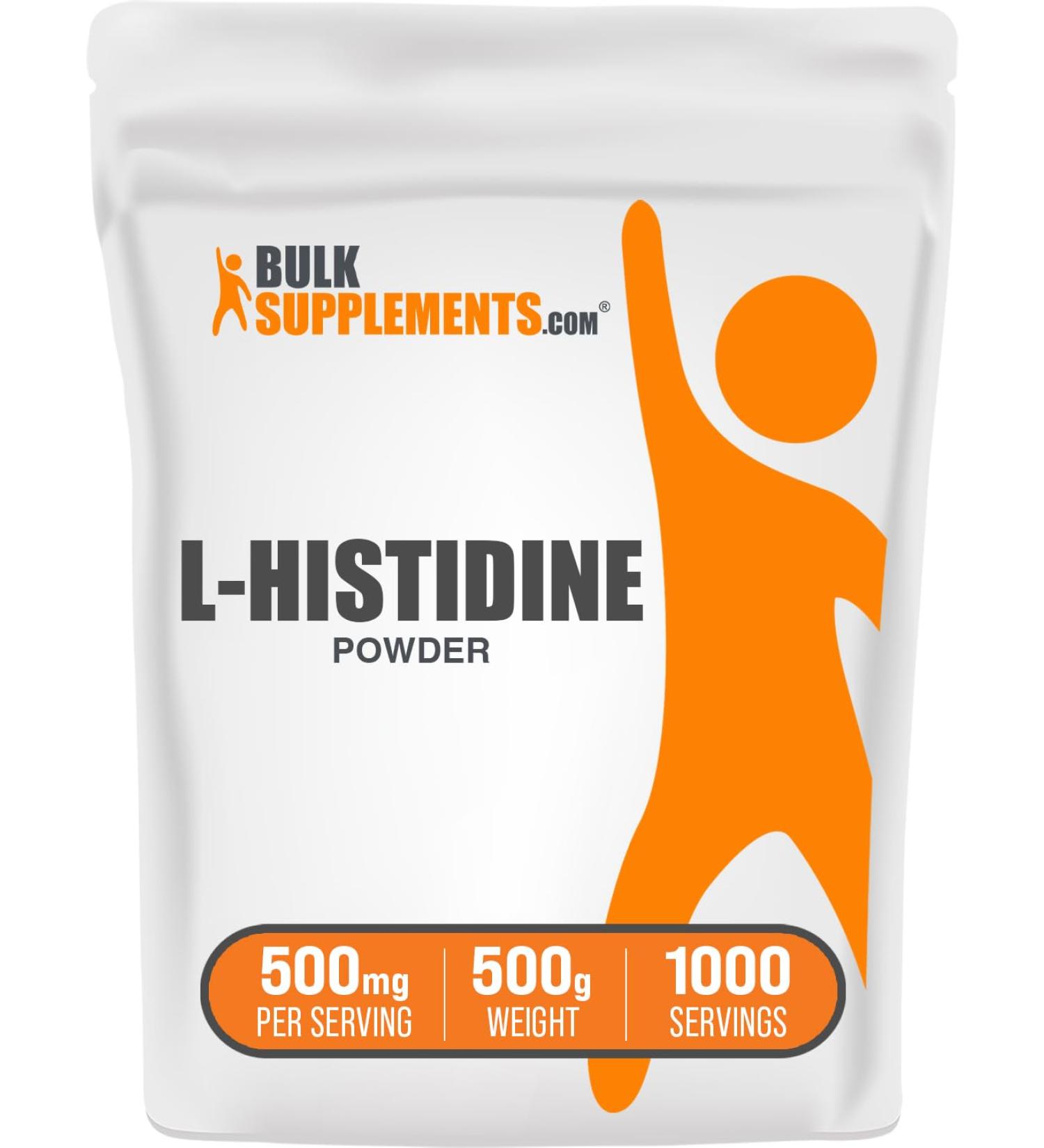 BulkSupplements.com L-Histidine Powder - as L-Histidine Base Histidine Supplement - Essential Amino Acid & Gluten Free 500mg per Serving 500g (1.1 lbs) (Pack of 1) 1.09 Pound (Pack of 1) - Buy Online on GoSupps.com