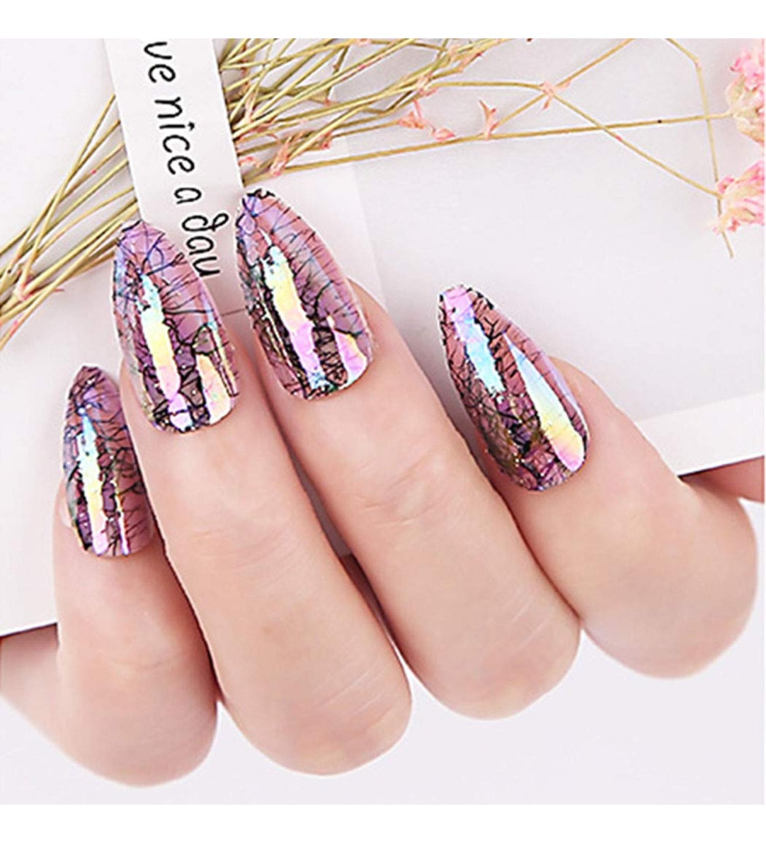 Brishow Short Artificial Nails | 24 pcs Purple Pointed Ballerina Acrylic Press On Fake Nails for Women & Girls - Buy Online on GoSupps.com