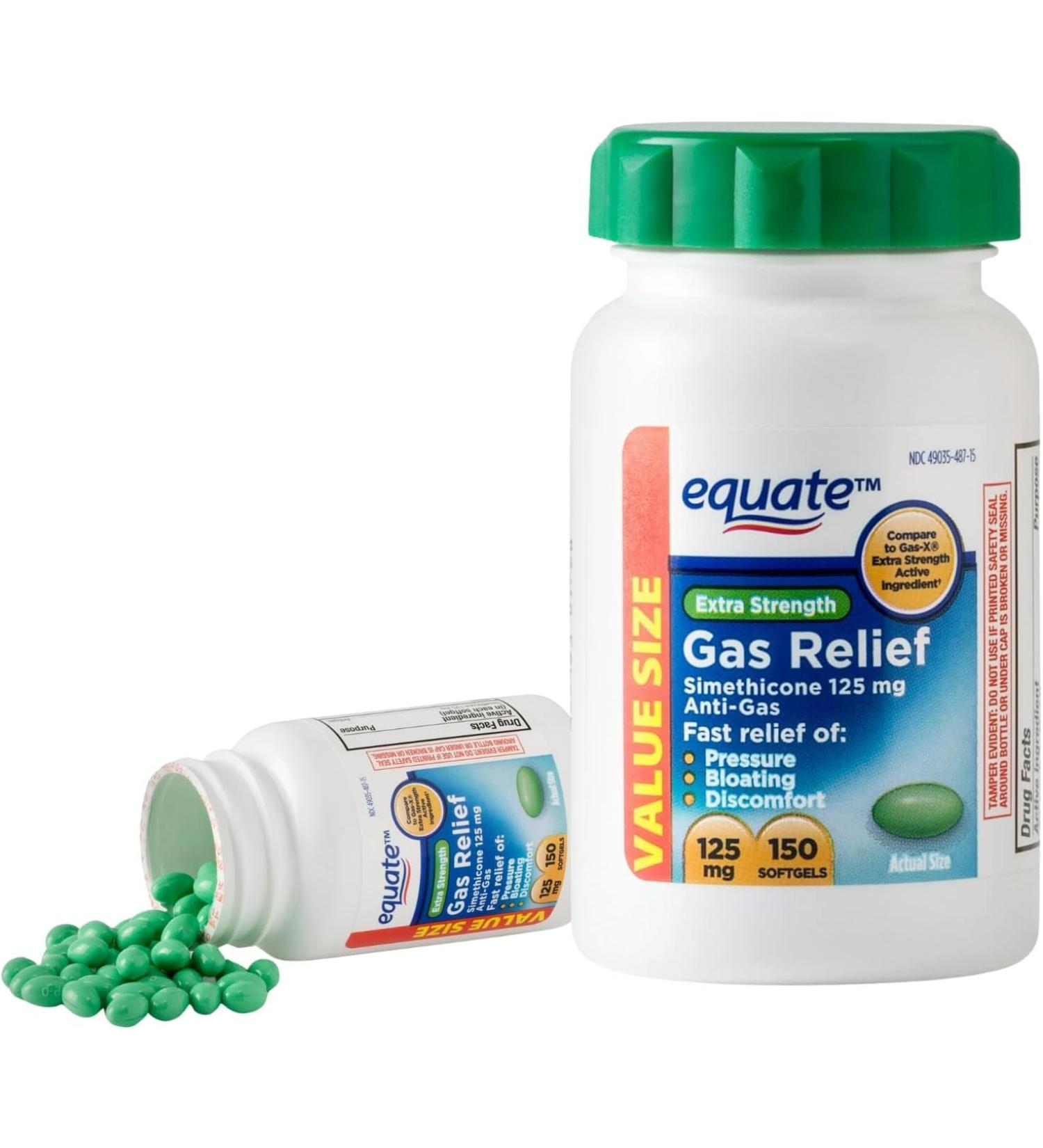 Extra Strength Gas Relief Softgels with Simethicone 125 mg for Bloating Relief - 150 Count (Pack of 1)+VSL Sticker - Buy Online on GoSupps.com