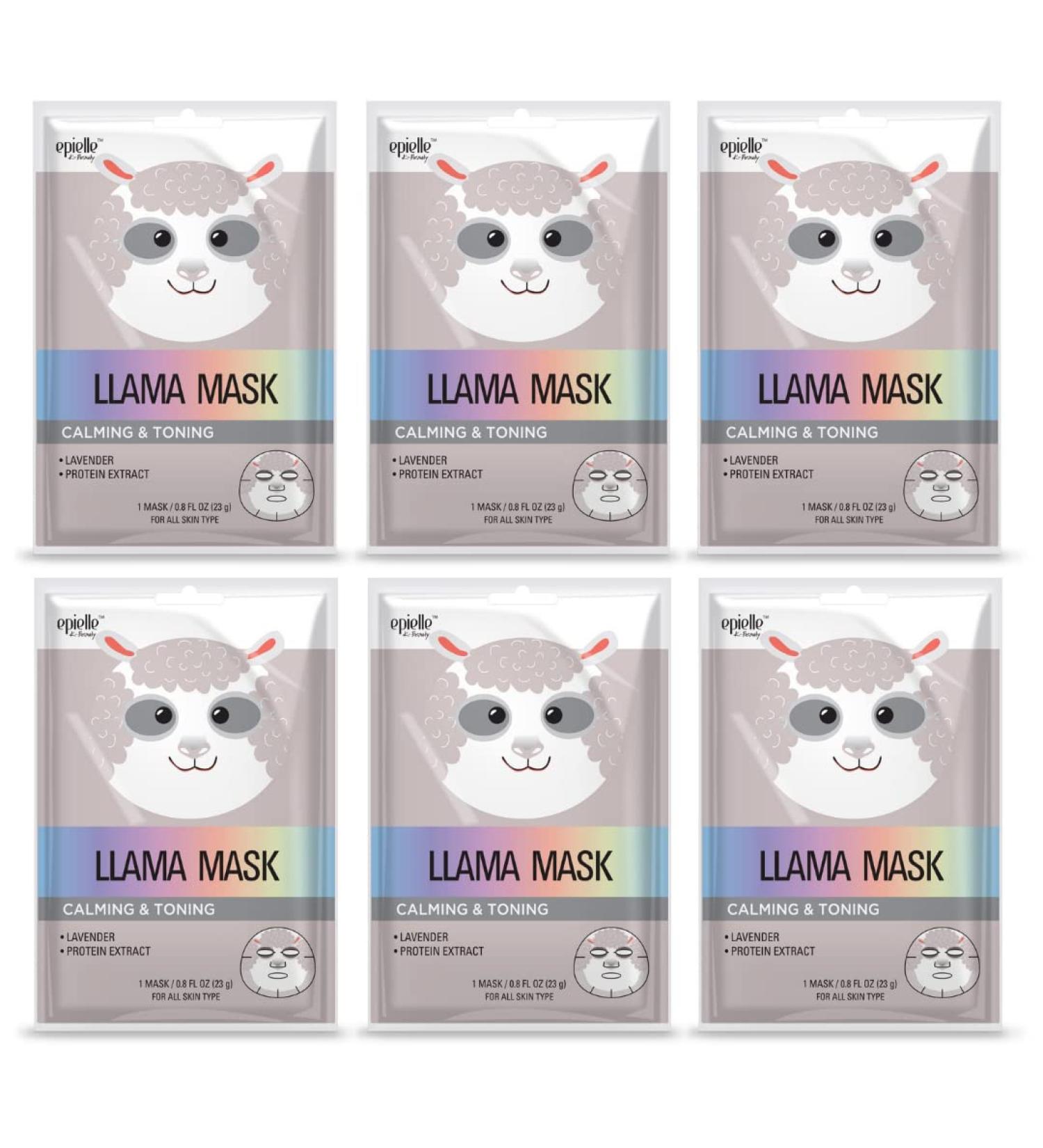 Epielle Llama Character Skincare Sheet Masks - Animal Spa Mask for All Skin Types | Spa Gifts for Women, Birthday & Slumber Party Gifts | 6 Count - Buy Online on GoSupps.com