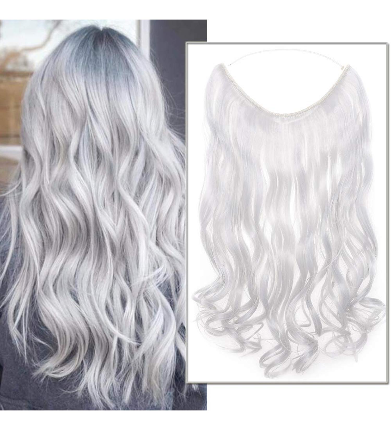 Silk-Co Hair Extensions with Rubber Band - Adjustable Secrets Synthetic Extensions Invisible Cord Corrugated Design for Women - 50cm Silver Gray - Buy Online on GoSupps.com