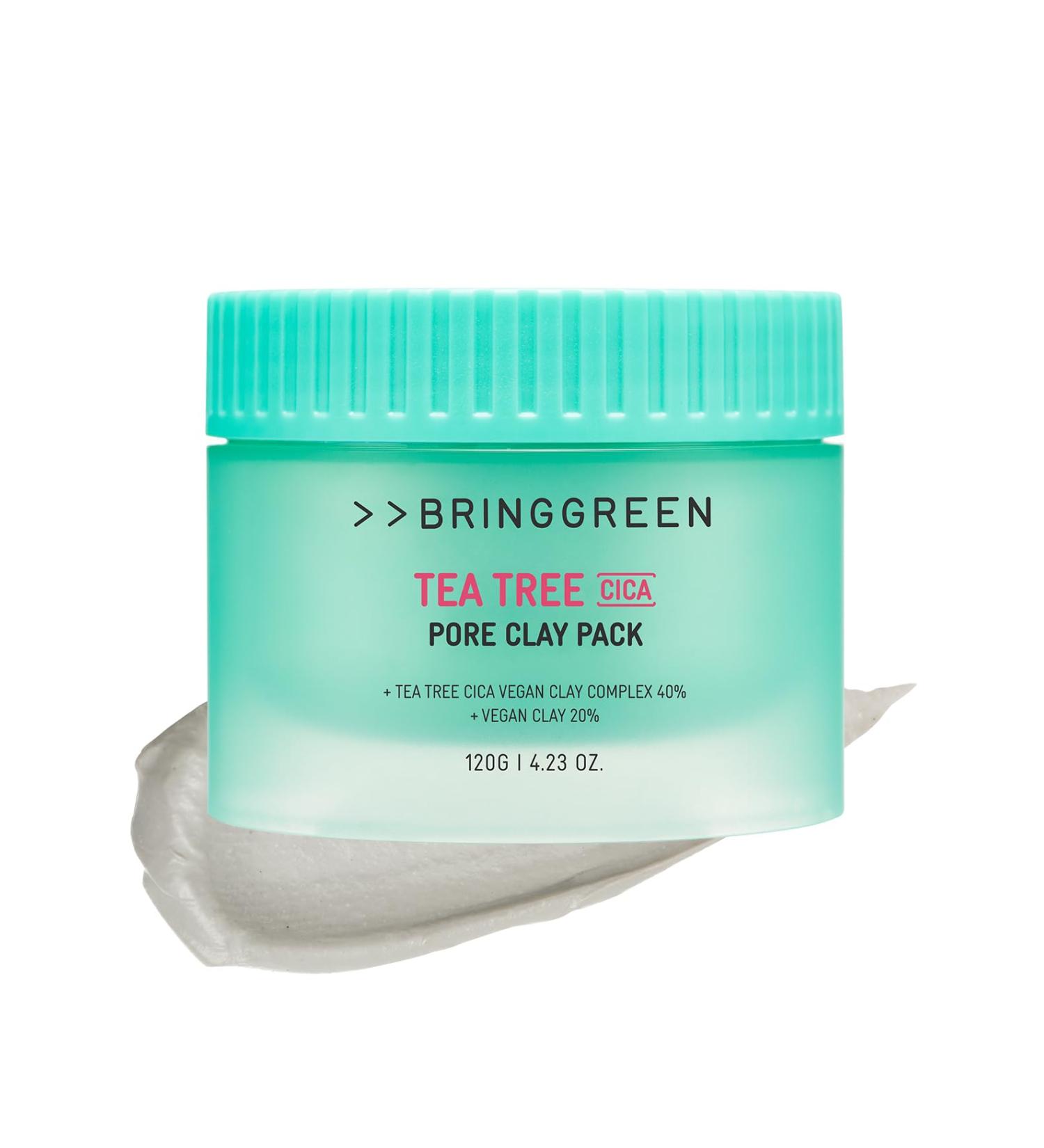 BRING GREEN Tea Tree Cica Pore Clay Pack | Vegan Deep Pore Cleansing Clay Mask for Pore Purifying Contains Cica & Tea tree for Soothing & Relieving Stressed Skin 4.23 oz. - Buy Online on GoSupps.com