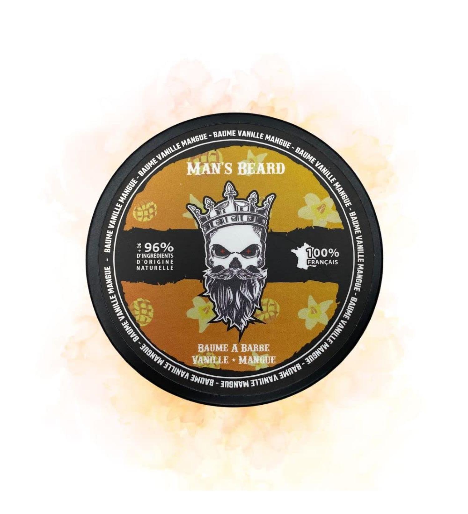 Man's Beard | Men's beard balm | Vanilla Mango | Naturally derived ingredients | Beard Care Softening and Helps with Beard Growth | 100% Made in France - Buy Online on GoSupps.com