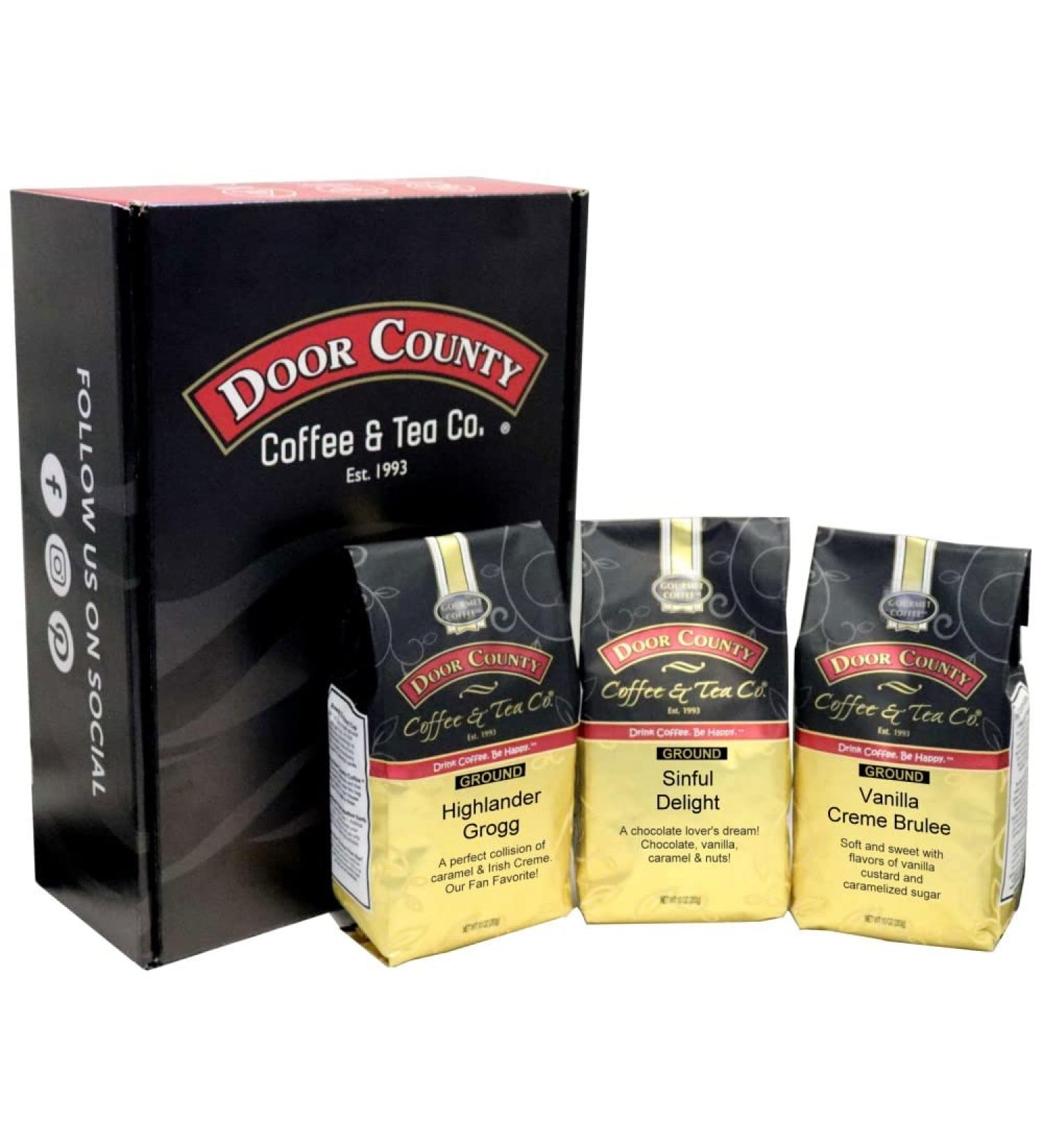 Door County Coffee Gourmet Flavored Trio Gift Set - 3 Best-Sellers in 10oz Bags - Buy Online on GoSupps.com