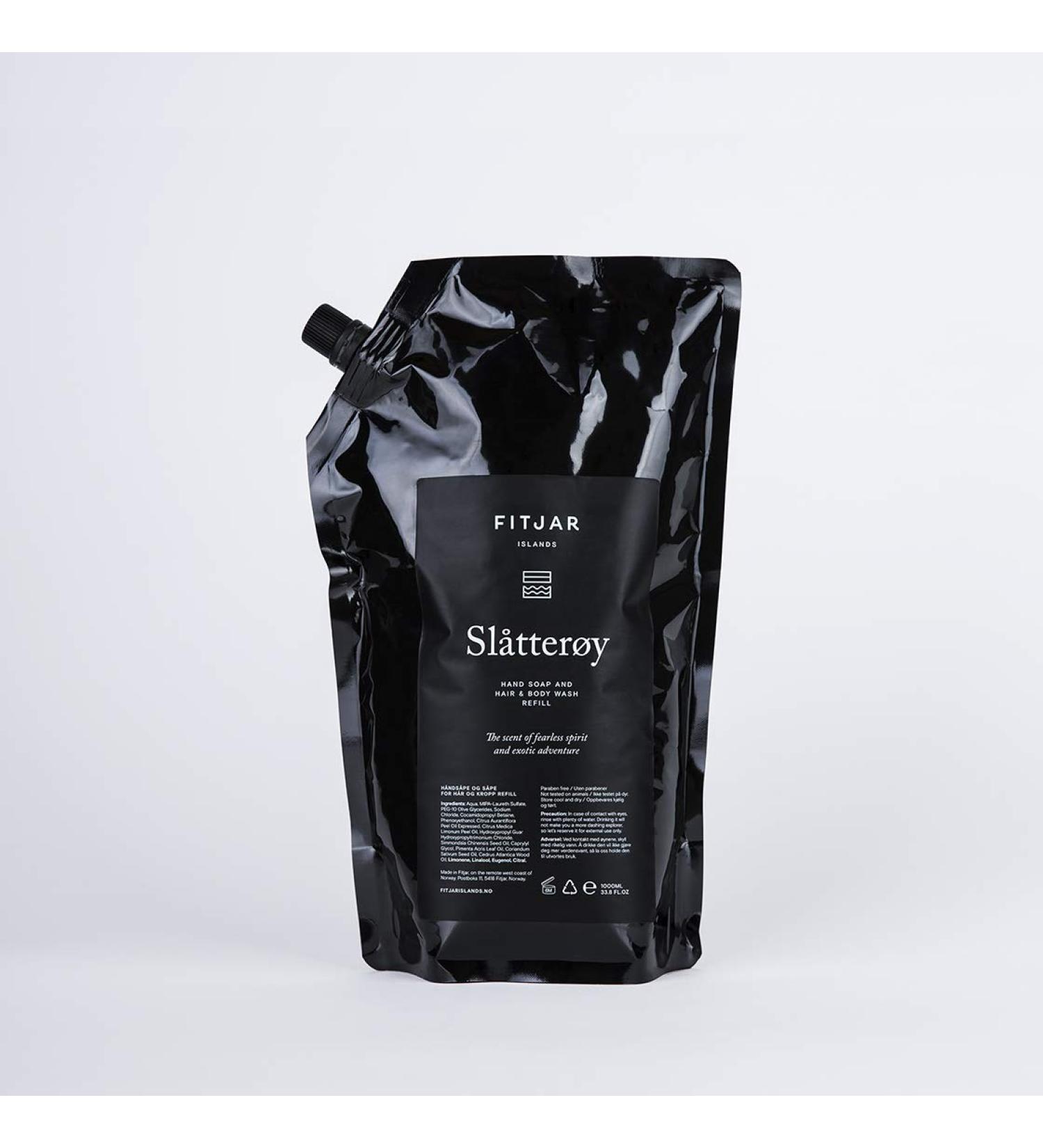 Fitjar Islands Hand Soap/Hair & Body Wash - Vegan. SLS/SLES free. Refill Pouch. (Sl tter y 1000 ml 33.8 fl.oz)