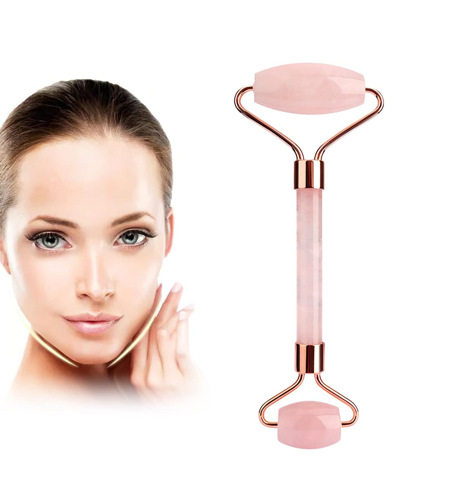 Face Massager Roller Jade Roller for Face Eyes Neck Facial Beauty Roller Skin Care Tools Face Roller Beauty Skincare Massager Tool Self Care Gift for Men Women (Pink) Pink Roller - Buy Online on GoSupps.com