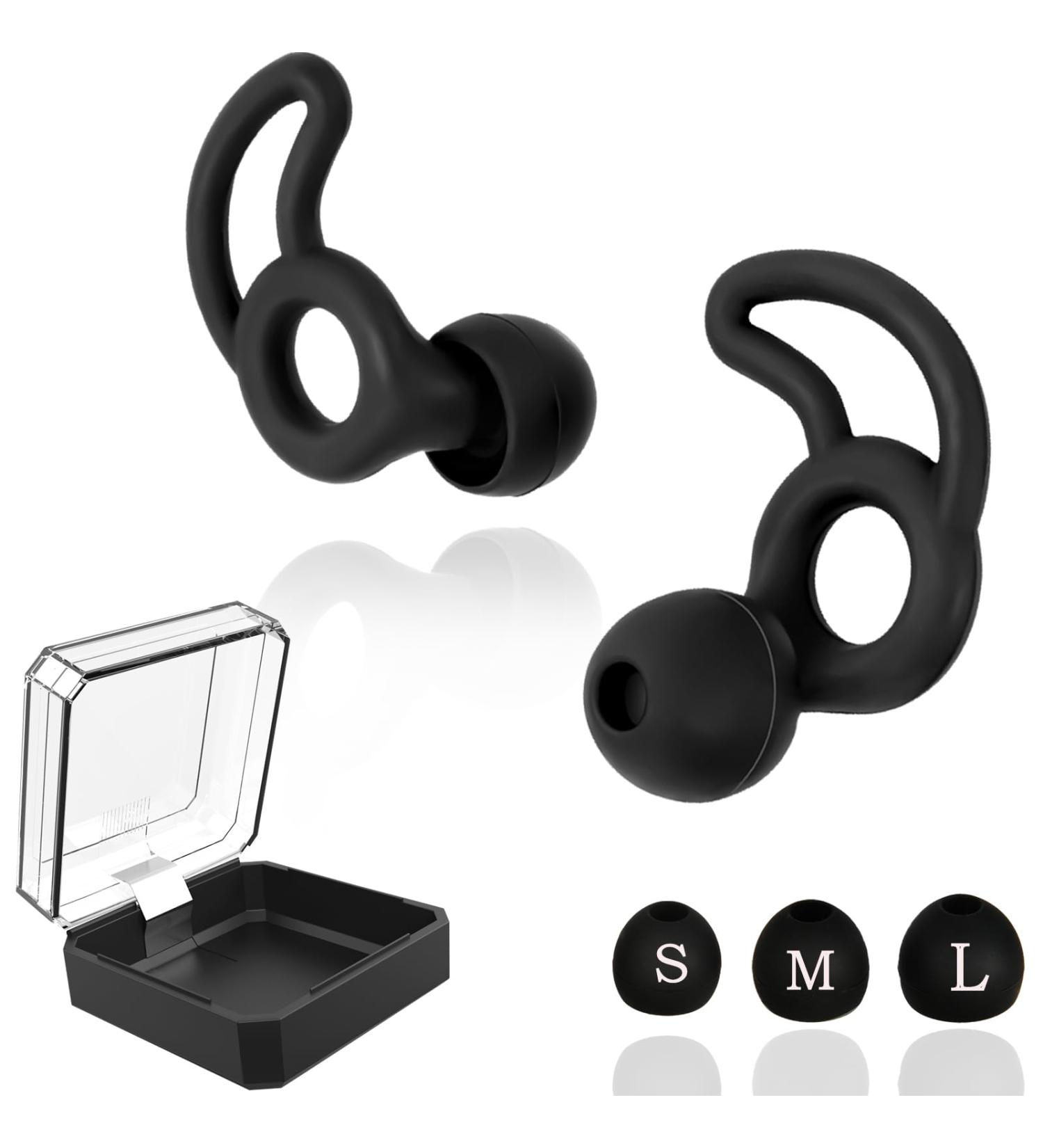 Chlffua Earplugs for Sleeping - Soft Reusable Silicone Noise Reduction 30-40dB Includes 6 Attachments (S/M/L) - Ideal for Travel & Concentration - Black - Buy Online on GoSupps.com