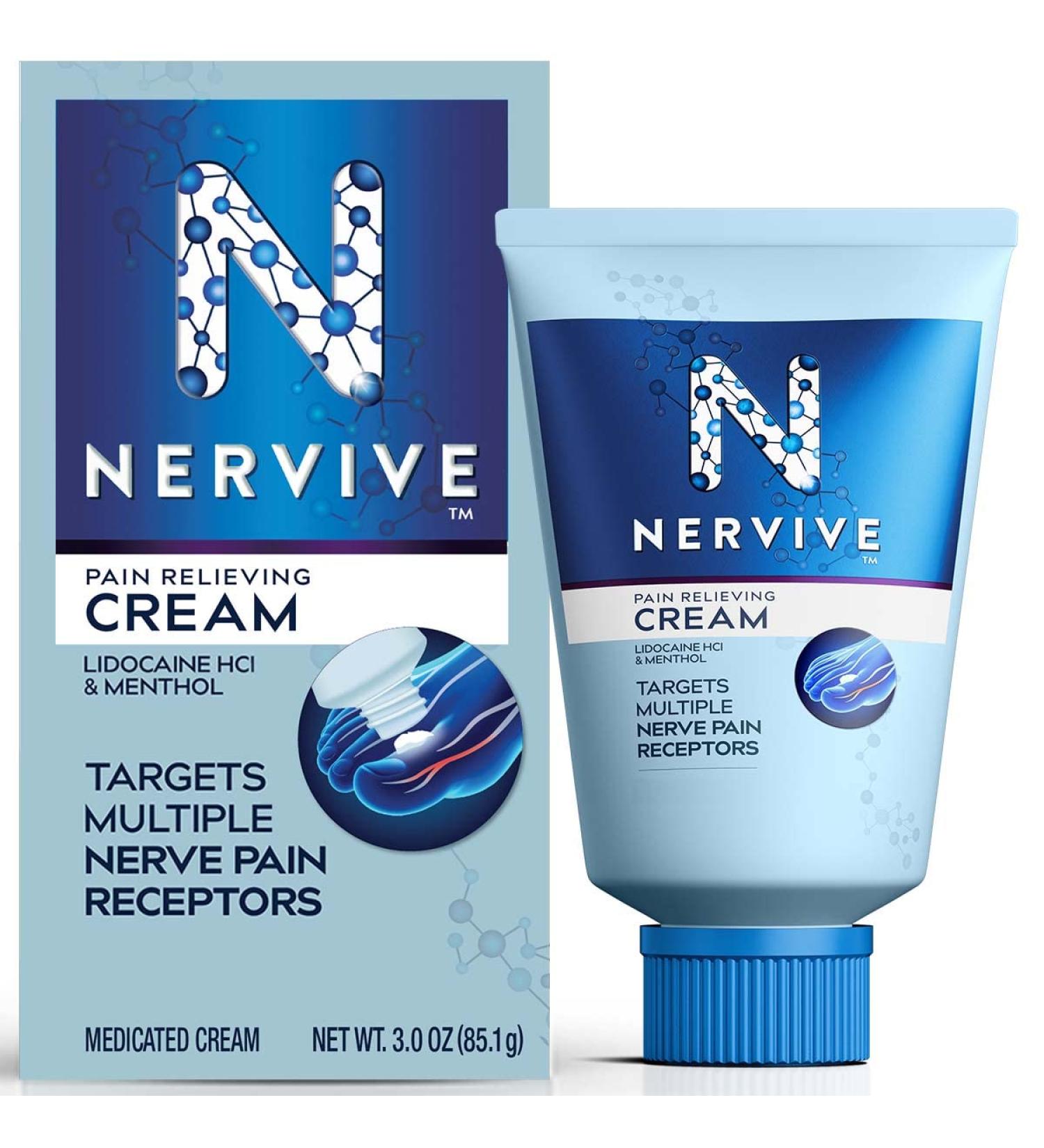 Nervive Max Strength Nerve Care Pain Relief Cream - Lidocaine & Menthol - 3.0oz - Buy Online on GoSupps.com