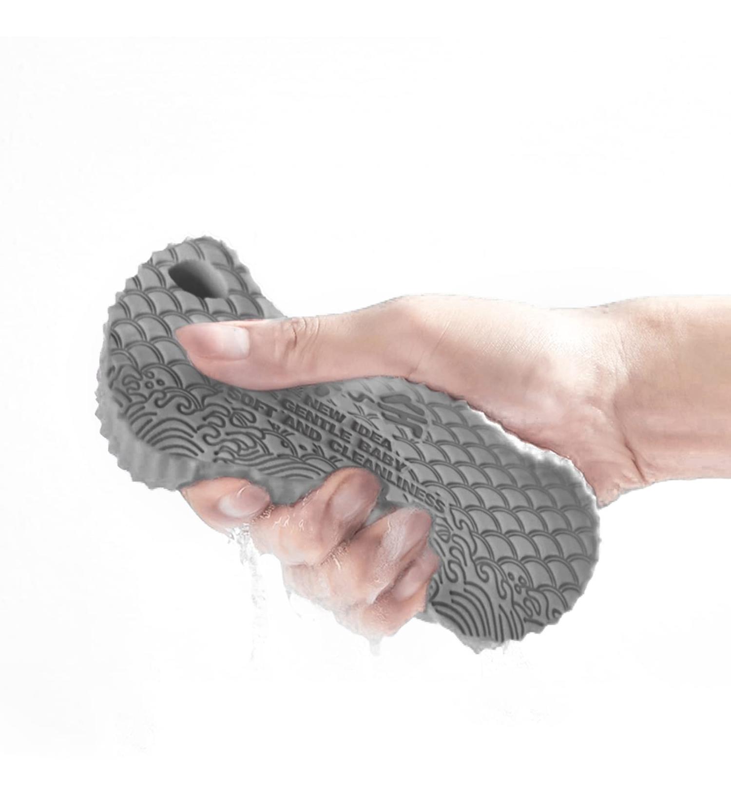 Orxior Super Soft Exfoliating Bath Sponge | Reusable Dead Skin Remover | Gentle Natural Fiber Shower Sponge for Adults & Kids - Grey - Buy Online on GoSupps.com