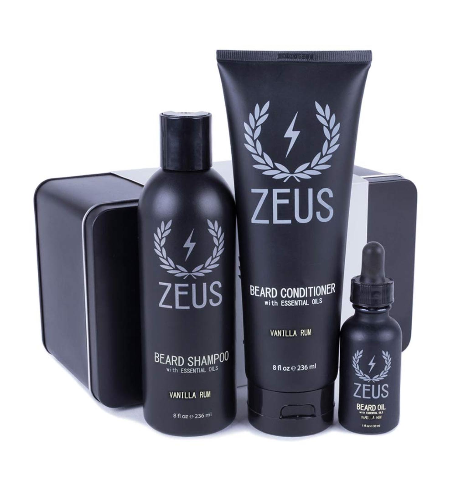 ZEUS Starter Beard Wash & Oil Kit for Men - Soften Hydrate & Moisturize (Vanilla Rum) | Made in USA - International Shipping Available - Buy Online on GoSupps.com