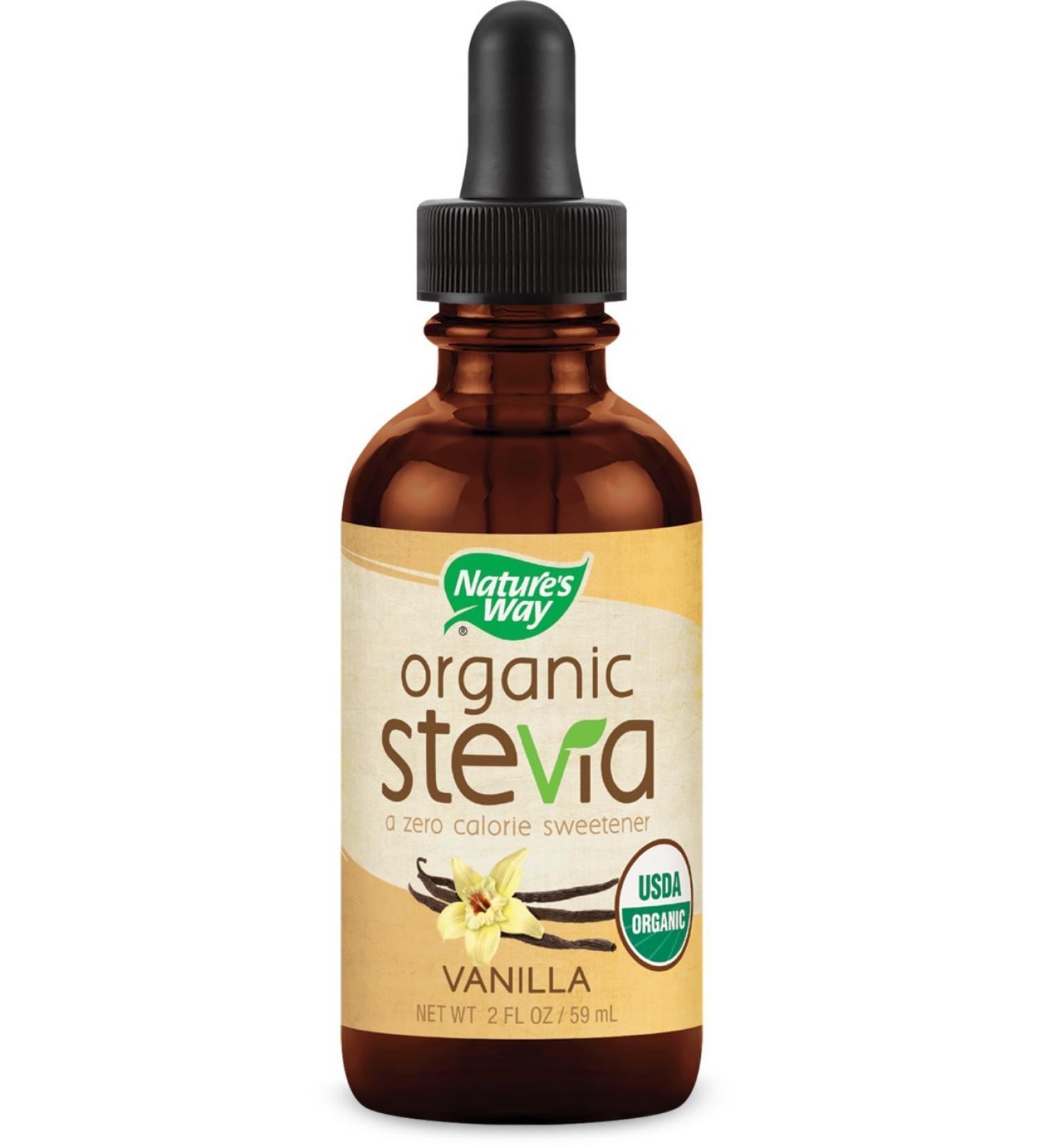Nature's Way Organic Stevia - Zero Calorie Sweetener, No Bitterness, Vegetarian Non-GMO Vanilla, 2 Oz - Buy Online on GoSupps.com
