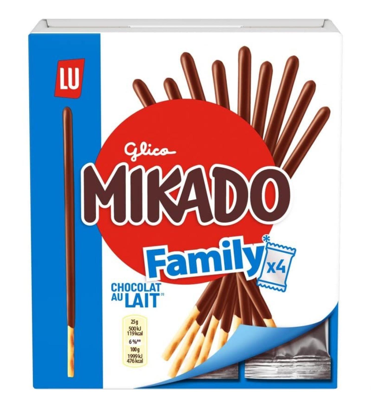 G n rique LU MIKADO - Mikado Box Milk Chocolate 300g - Biscuits coated in delicious chocolate - Family size 300g - Ideal for a sweet treat - Pack of 3