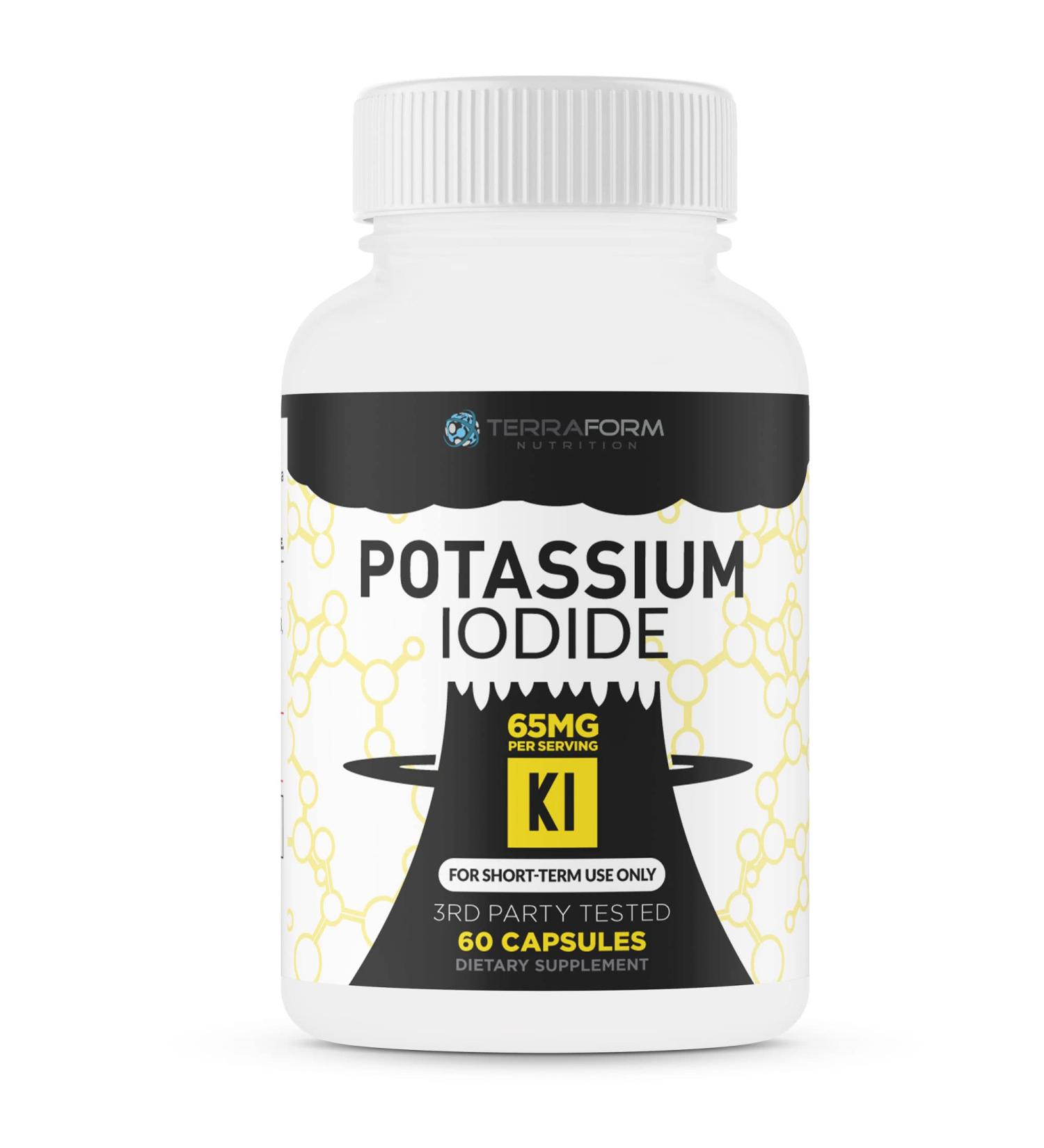 Potassium Iodide Supplement - 65mg Dose 60 Servings - Supports Thyroid - Buy Online on GoSupps.com