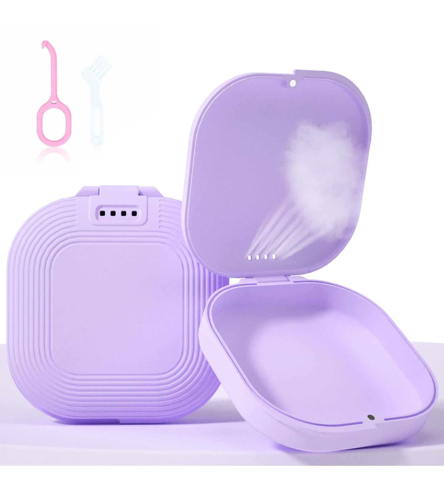 HEMILAB Purple Dream Retainer Case - Slim Aligner Case with Vent Holes for Invisalign - Includes Removal Tool and Brush - Cute Mouth Guard Case - Buy Online on GoSupps.com