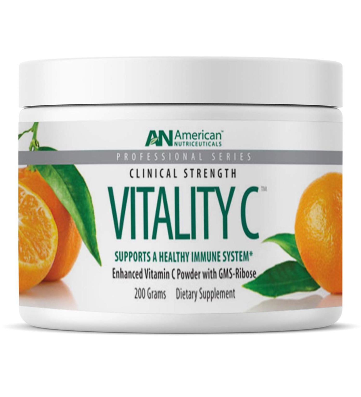 American Nutriceuticals Vitality C 200g | High-Potency Vitamin C Powder with Enhanced Absorption | Non-Acidic pH Neutral Formula | 7.05oz Pack - Buy Online on GoSupps.com