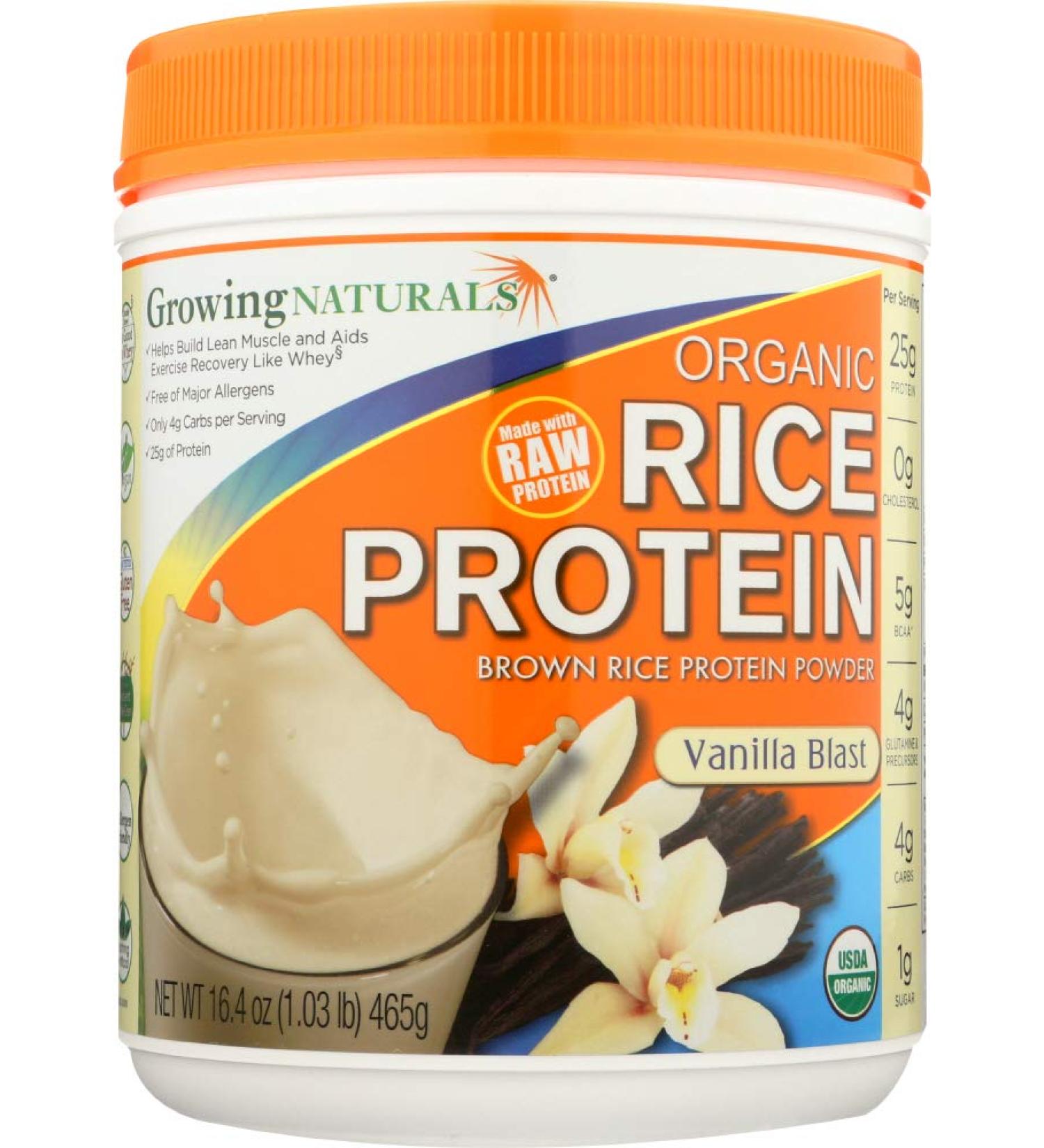 Growing Naturals Organic Rice Protein Vanilla Blast -- 1 lb by Growing Naturals - Buy Online on GoSupps.com