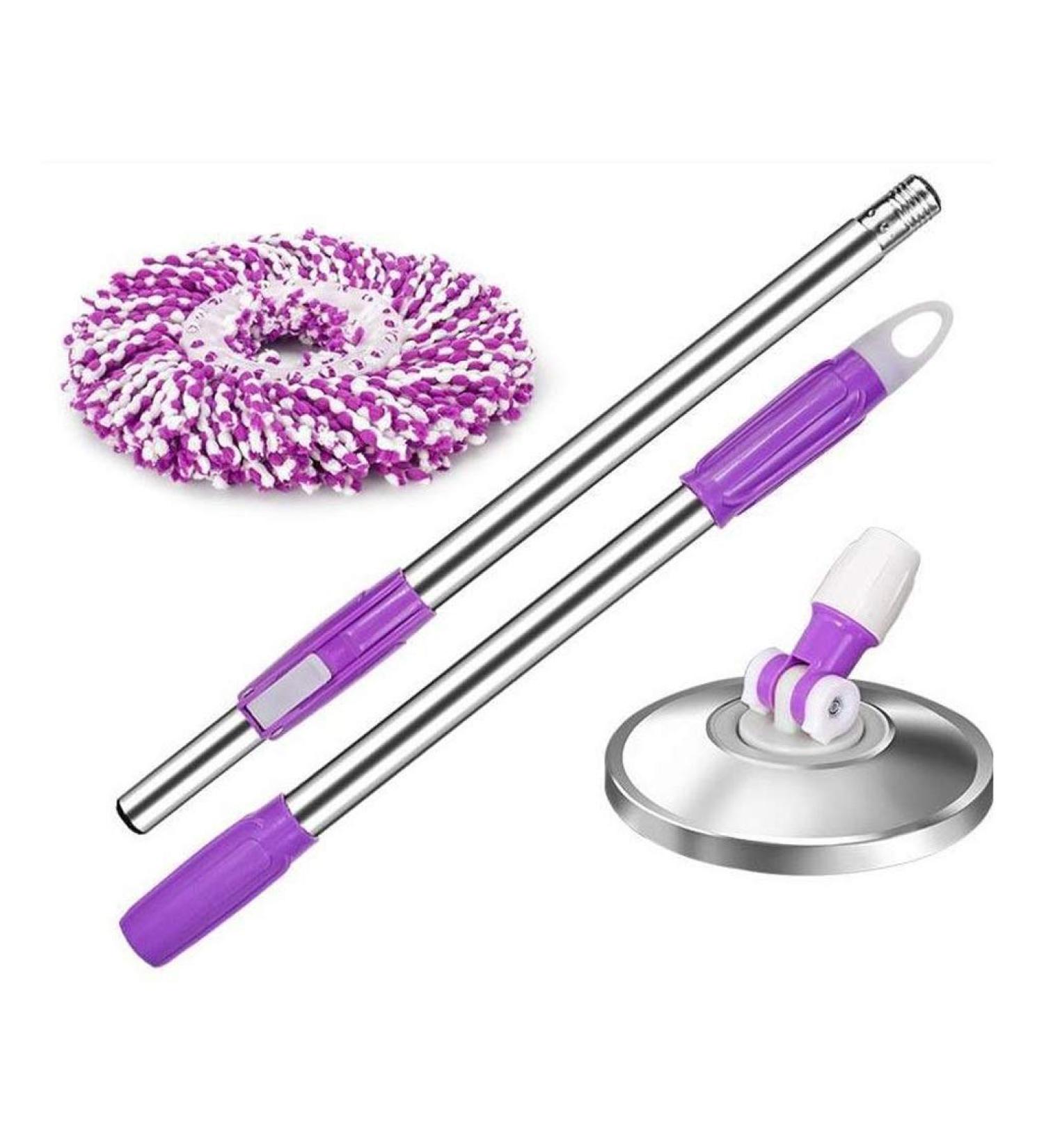 Mop Rotating Stainless Steel Rotating Handle 360 Rotating Micro Fiber Fabric Efficient Floor Cleaning to pursue happiness Purple - Buy Online on GoSupps.com
